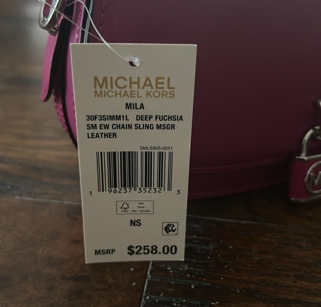 Michael Kors MICHAEL KORS Mila Leather Shoulder Sling Bag - Deep Fuchsia Size ONE SIZE - 9 Thumbnail