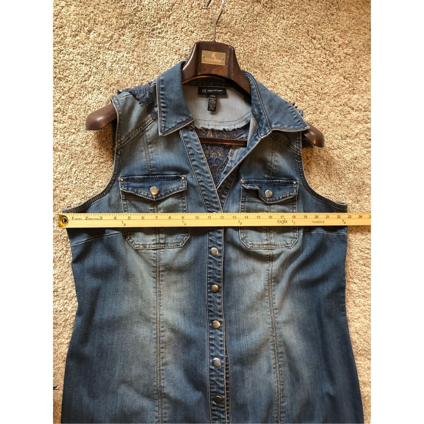 I.N.C I.N.C. International Concepts Women’s Jean Snap Button Up Sl Size XXL / US 16-18 / IT 52-54 - 7 Thumbnail