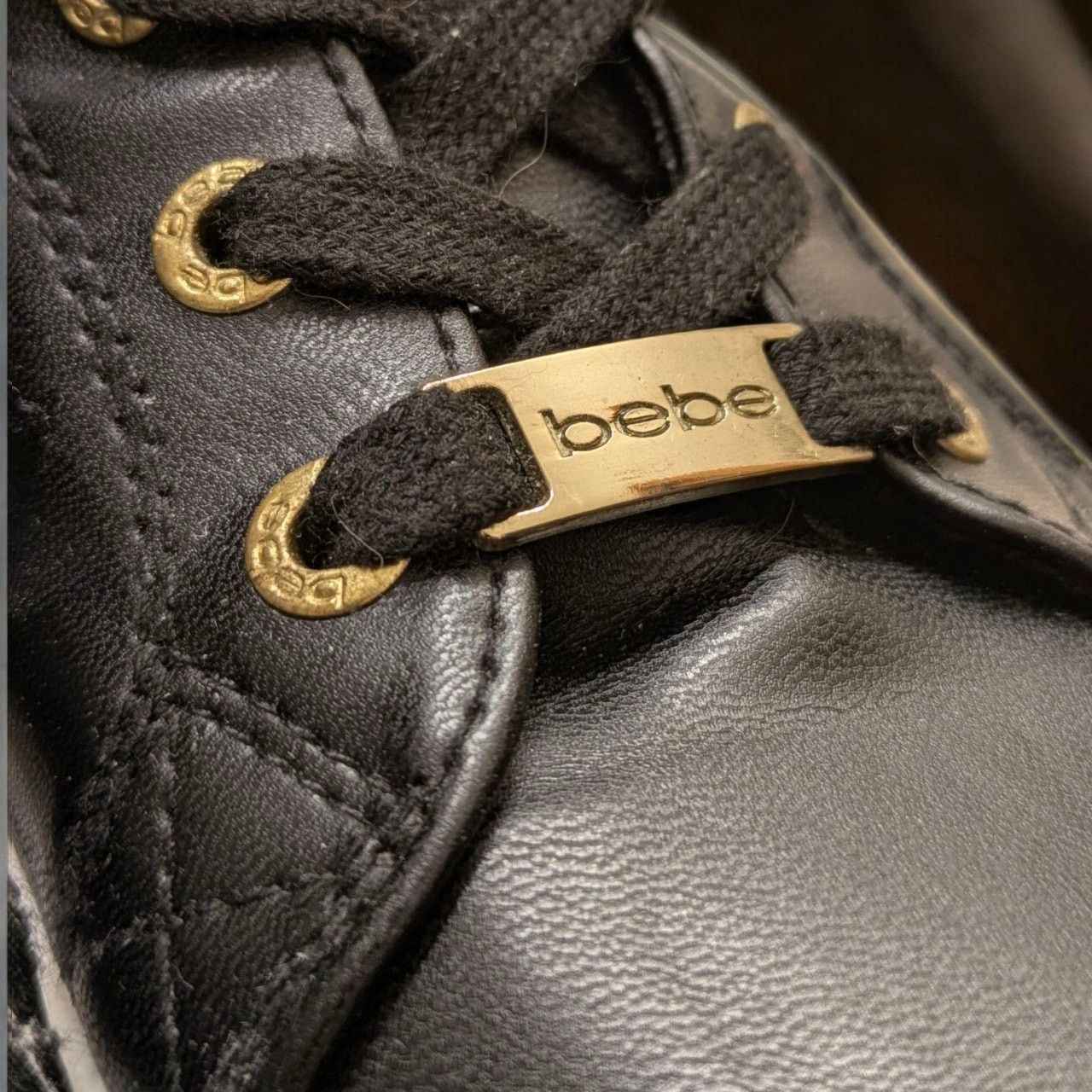Bebe Black BEBE Dempsey High Top Sneakers Faux Leather Women's 8 Size US 8.5 / IT 38.5 - 3 Thumbnail