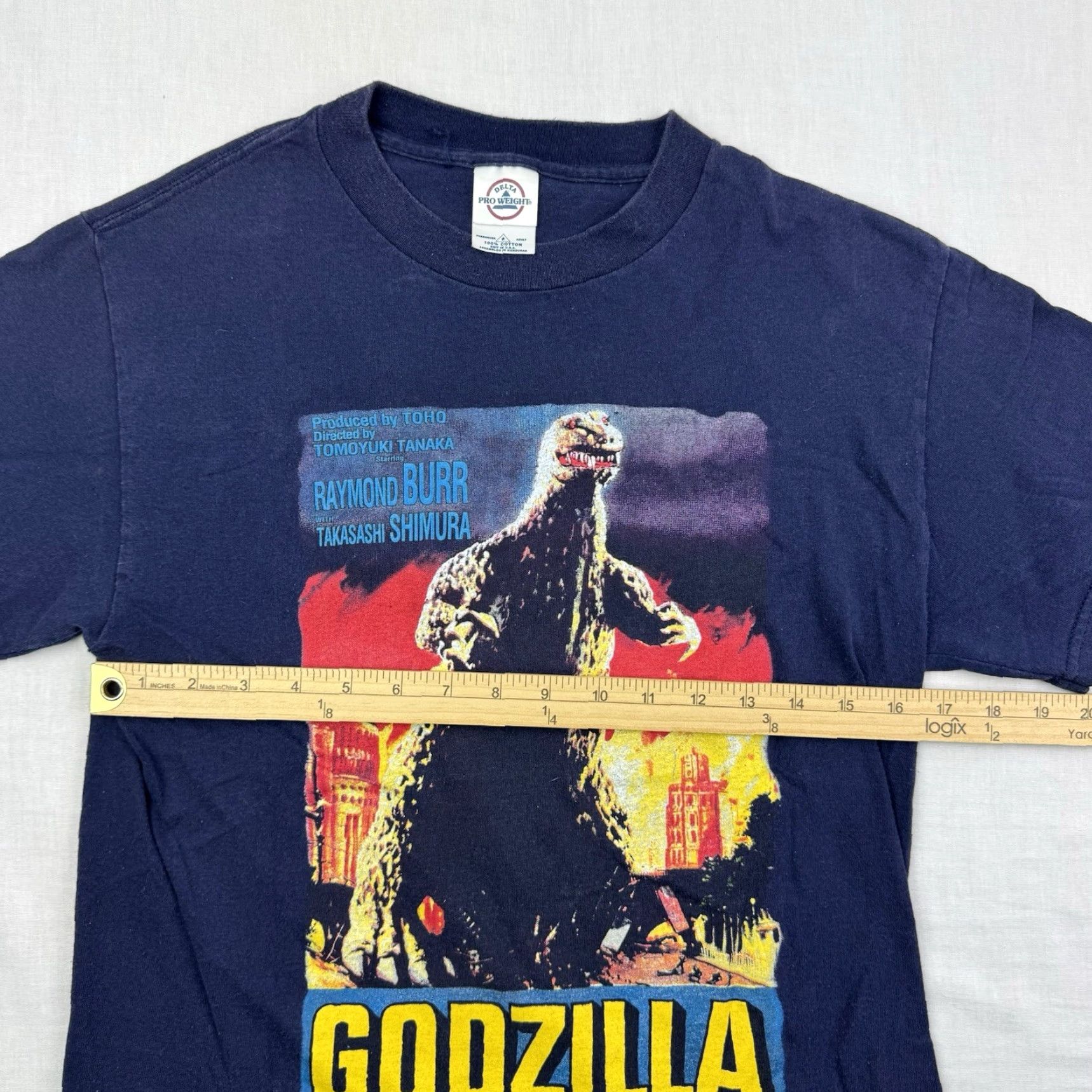 Delta Vintage Delta Godzilla T-Shirt Adult Small Short Sleeve Crew Neck Blue Movie Y2K Thriller Mens Size US S / EU 44-46 / 1 - 7 Thumbnail