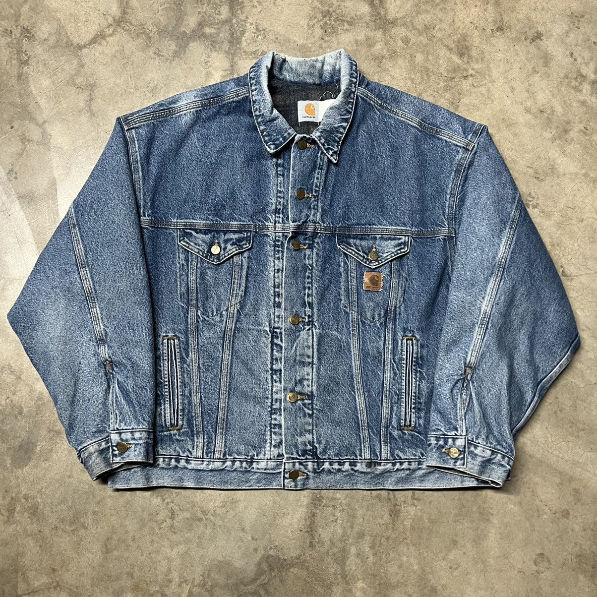 Carhartt × Carhartt Wip × Vintage Vintage 90’s Carhartt 🇺🇸 Blanket-Lined Denim Trucker Jacket Size US XXL / EU 58 / 5 - 3 Thumbnail