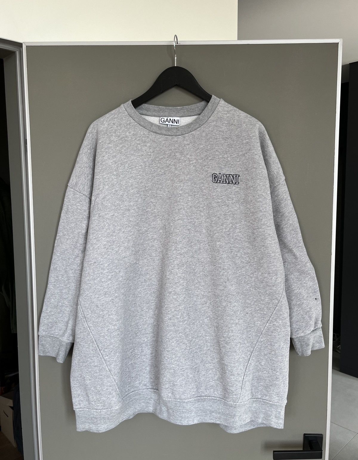 Ganni Ganni Grey Isoli Oversized Sweatshirt Size L / US 10 / IT 46 - 4 Thumbnail