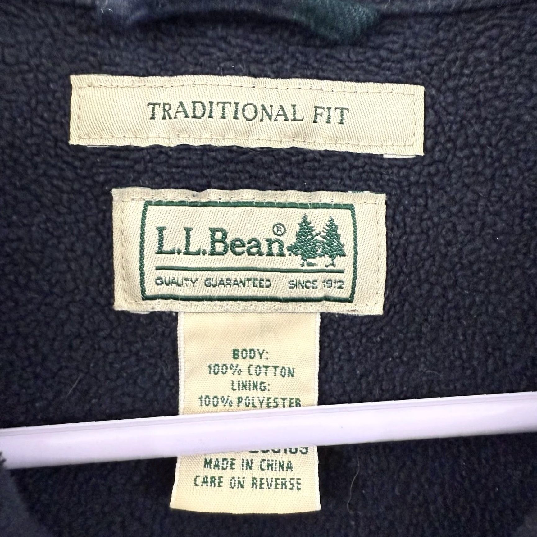 Vintage LL Bean Shirt Men L Green Plaid Fleece-Lined Flannel Button-Up Traditional Fit, Casual, Workwear, Cotton Polyester, Vintage Size US L / EU 52-54 / 3 - 2 Thumbnail