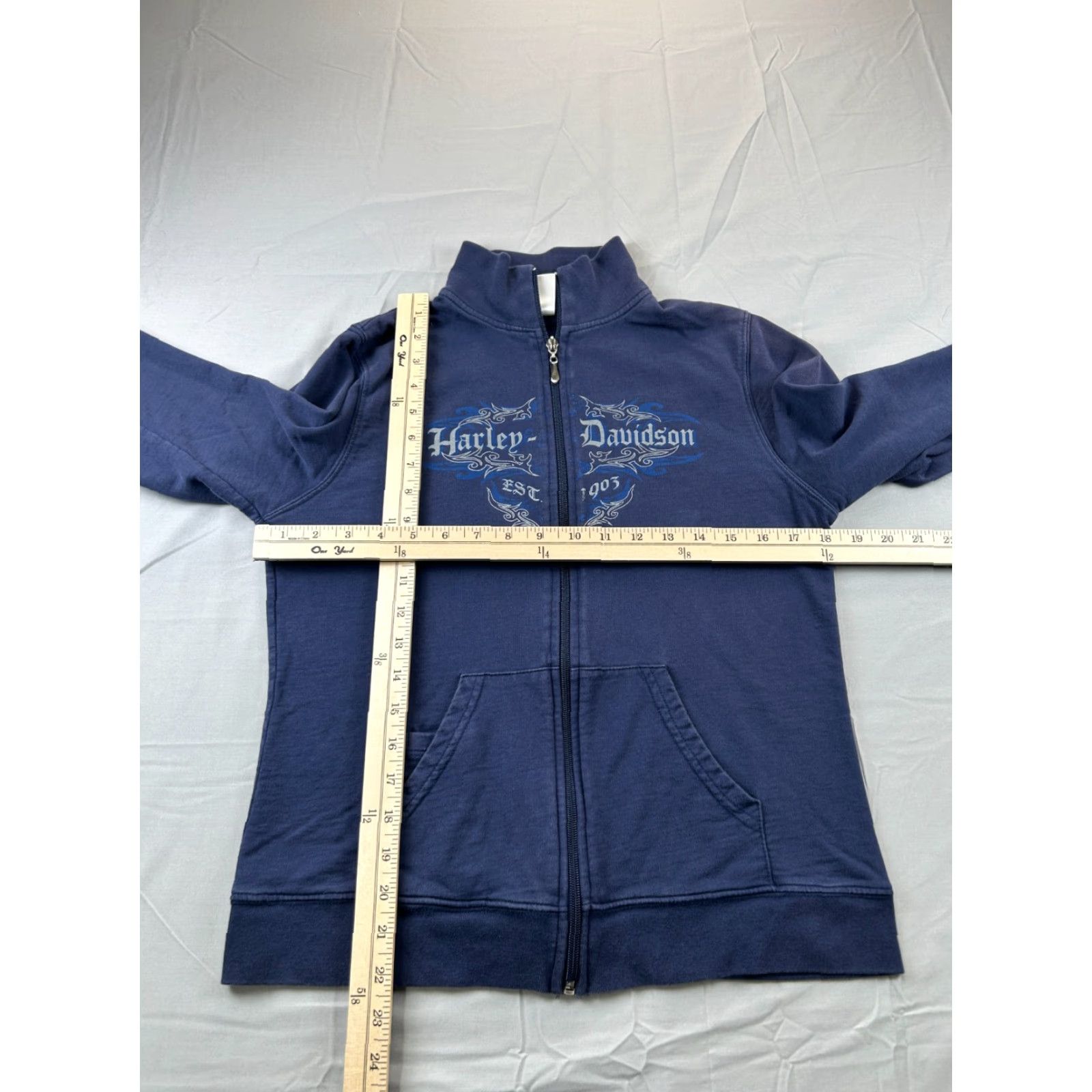 Harley Davidson Harley-Davidson Sweatshirt Full Zip Women M Blue Logo Sleeve Graphic USA Size M / US 6-8 / IT 42-44 - 3 Thumbnail