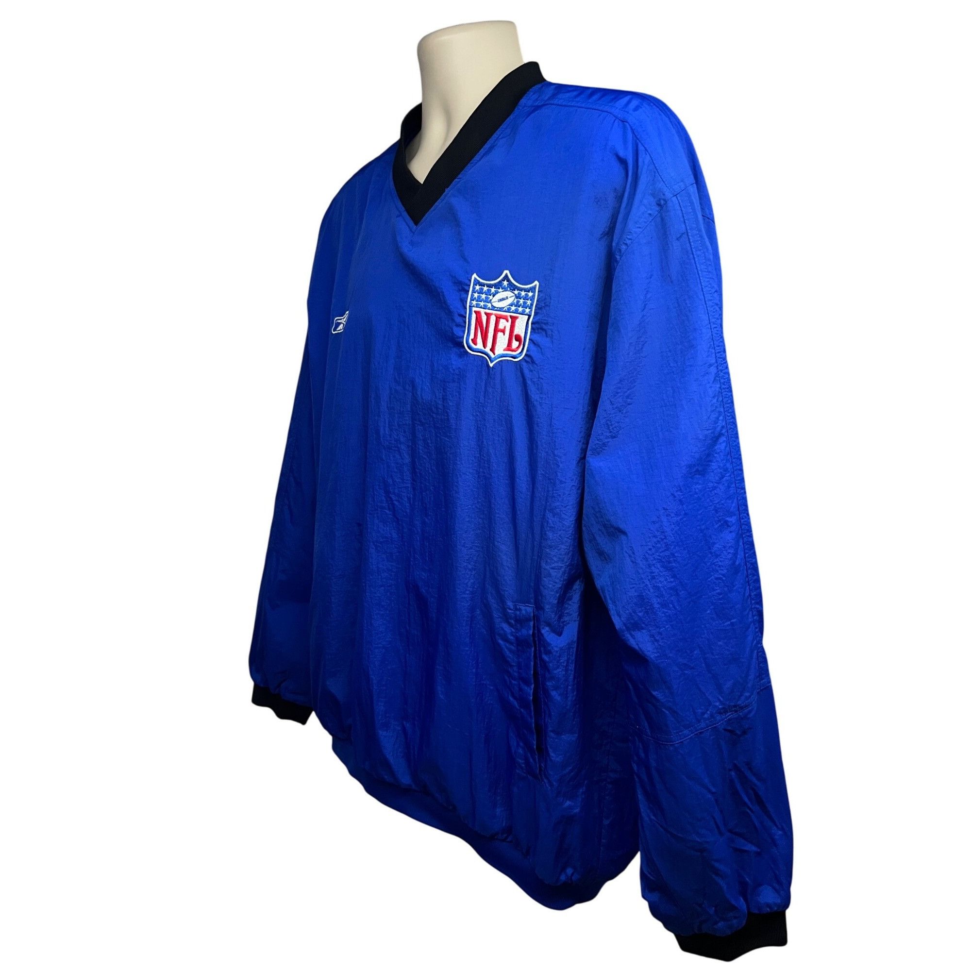 NFL NFL Reebok Vintage 90s Mens Blue Windbreaker V-Neck Pullover Size US XL / EU 56 / 4 - 3 Thumbnail
