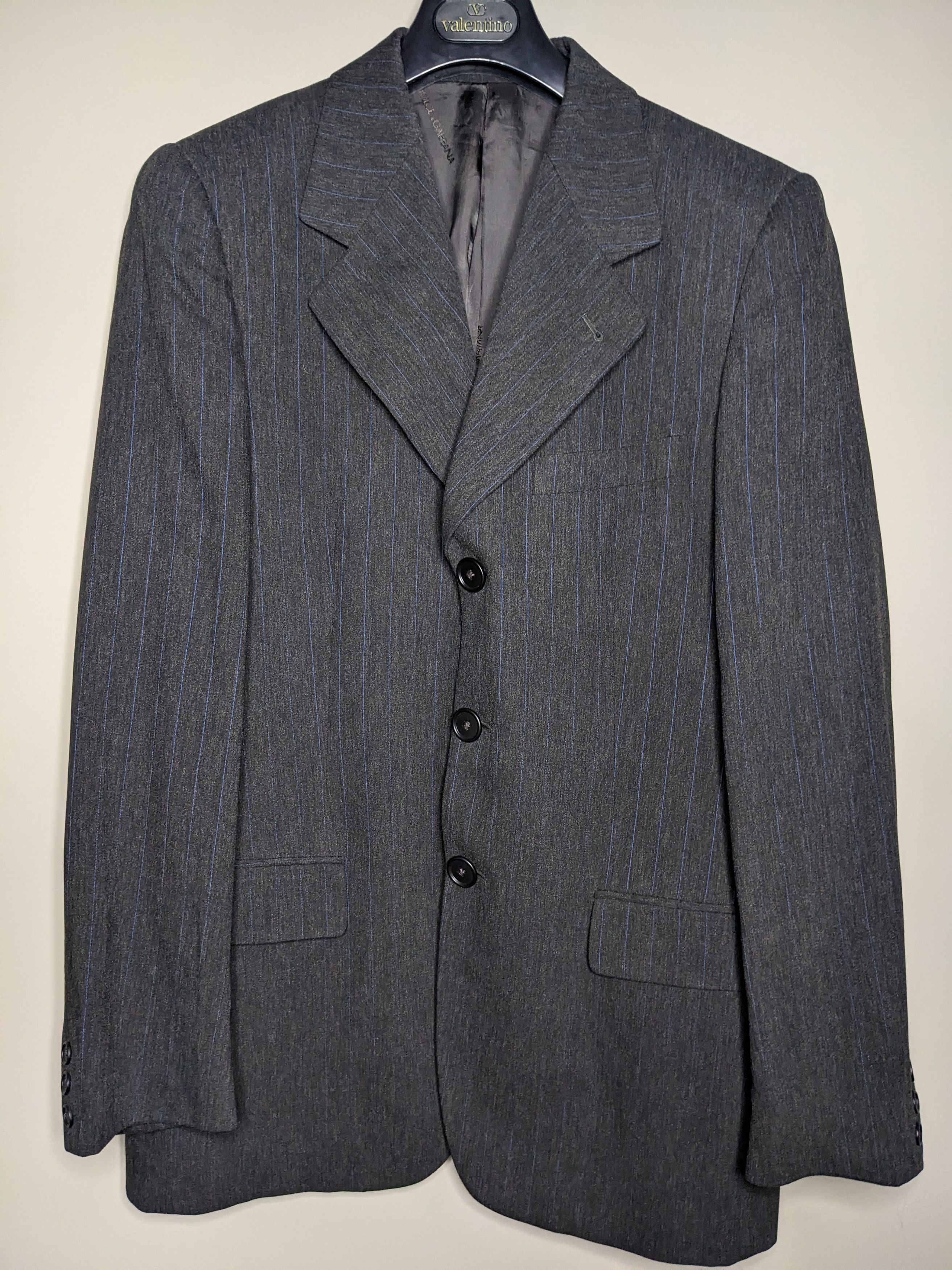 Dolce & Gabbana VTG 90s Dolce Gabbana Pinstripe Blazer Suit Jacket 42R Wool Size 42R - 1 Thumbnail