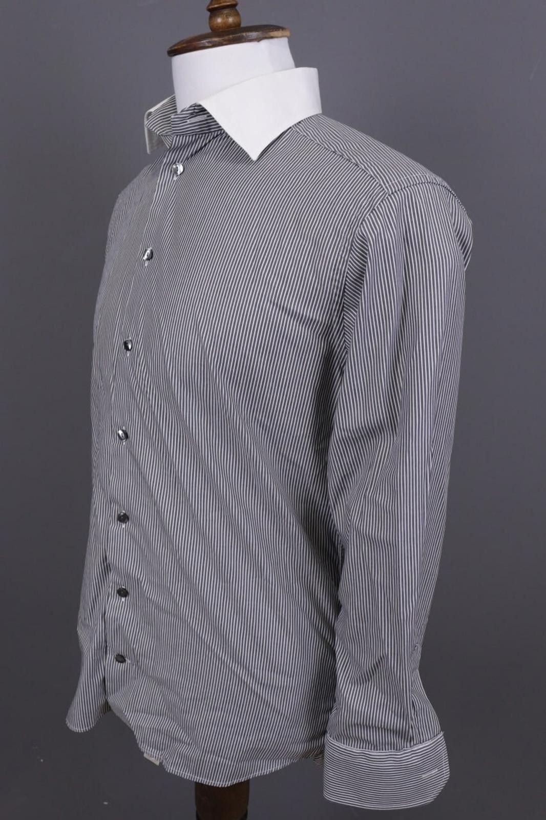 Eton Eton Slim Fit Gray Pinstrie Down Dress Shirt Size 42 / 16 Size US M / EU 48-50 / 2 - 9 Thumbnail