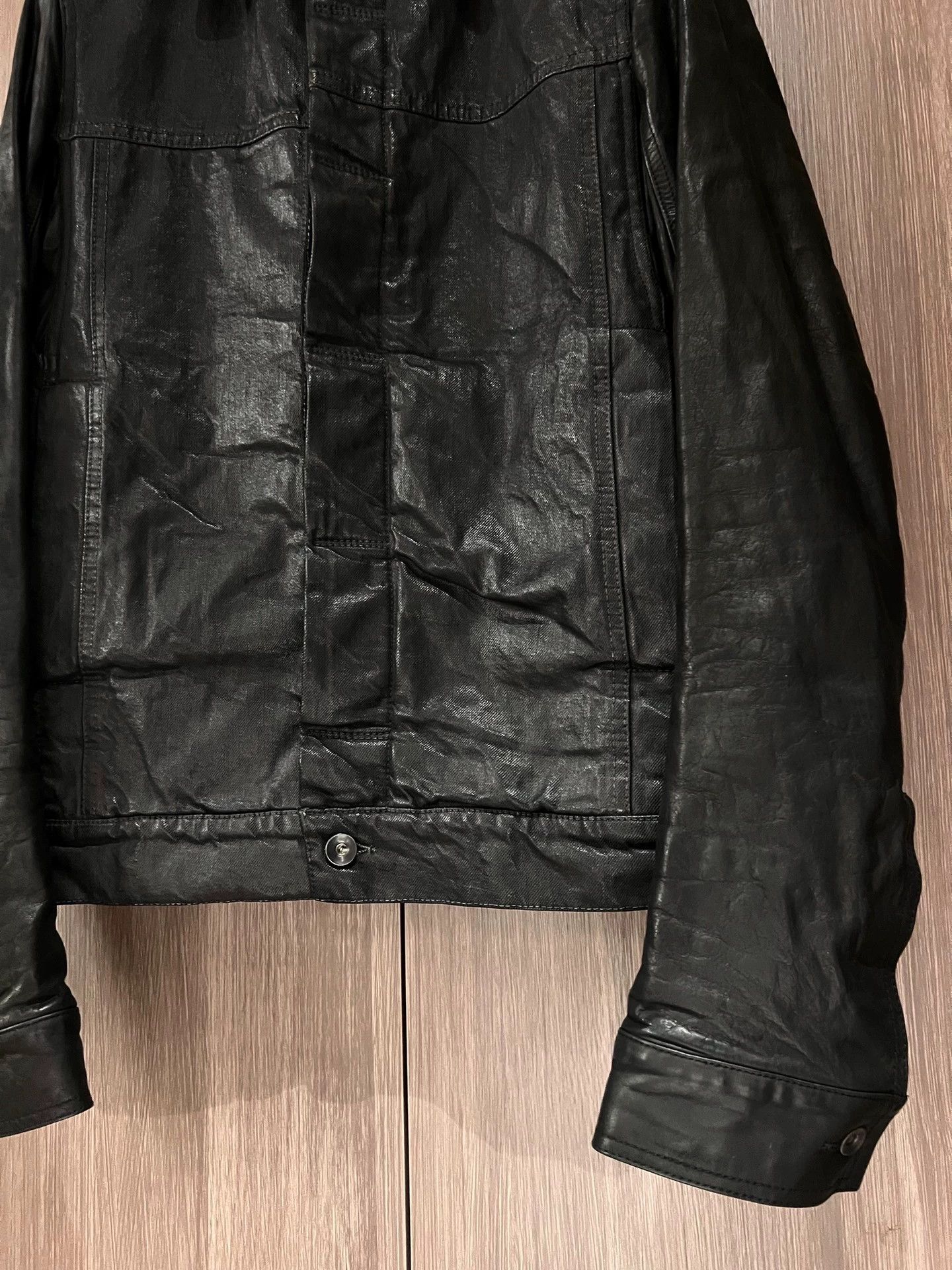 Rick Owens Rick Owens waxed leather-sleeved denim jacket Size US S / EU 44-46 / 1 - 3 Thumbnail