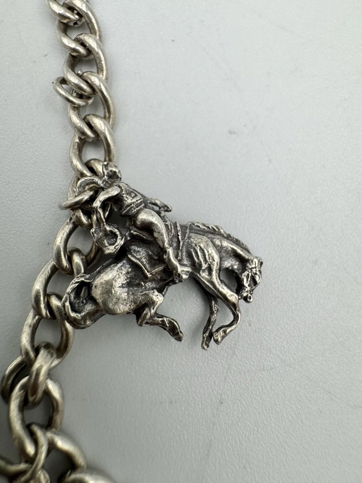 The Unbranded Brand Vintage Sterling Silver Charm Bracelet Southwestern Cowboy B Size ONE SIZE - 8 Thumbnail