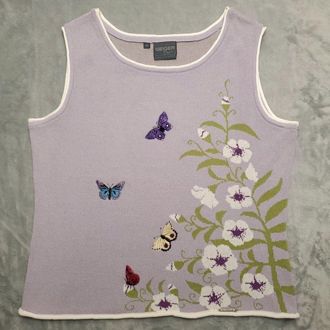 Vintage VINTAGE Geiger Tank Top Womens M Purple Floral Cottagecore Made in Austria Size M / US 6-8 / IT 42-44 - 2 Thumbnail
