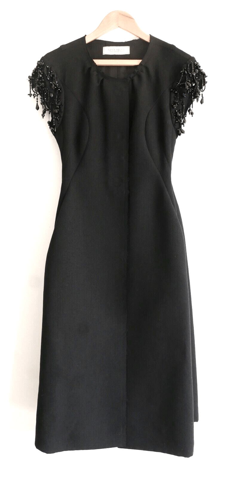 Nina Ricci Nina Ricci Fall 2012 Black Bead Embellished Hourglass Coat Size XS / US 0-2 / IT 36-38 - 1 Thumbnail