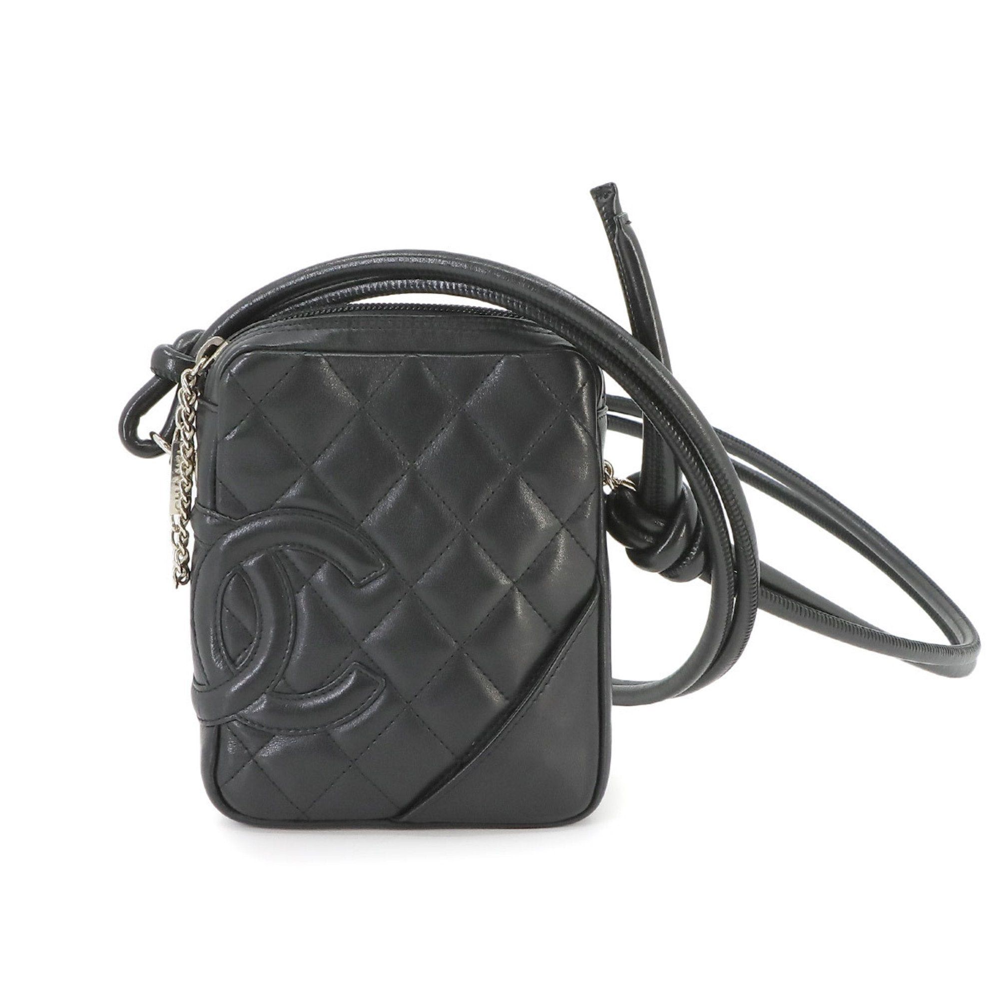 image of Chanel Cambon Line Small Pochette Shoulder Bag Leather Black A25177, Women's
