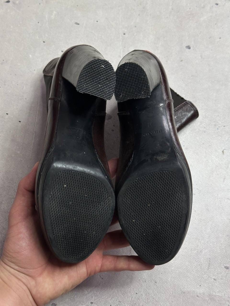 Prada Prada Brown Leather Ankle Boots High Heel Chelsea Style 37 Size US 6.5 / IT 36.5 - 7 Thumbnail