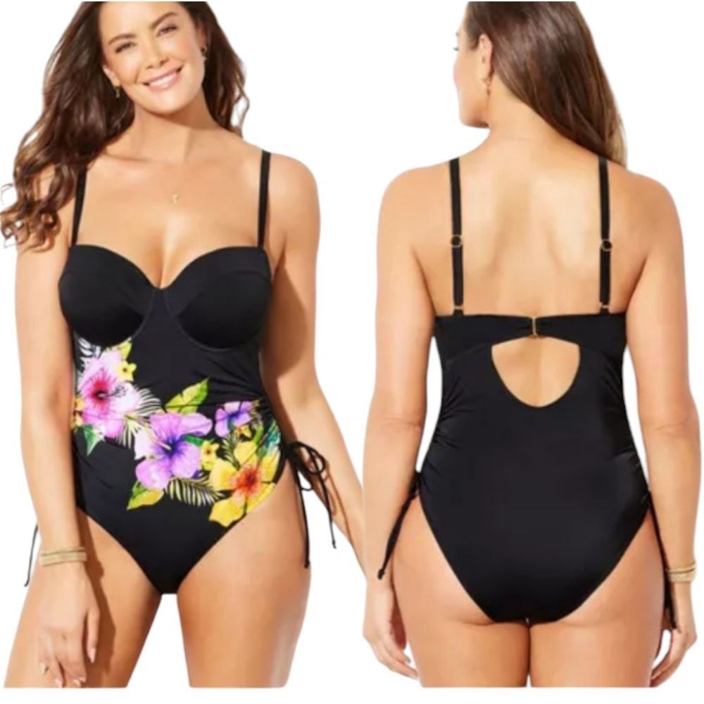 Other Swimsuit For All Plus Size Underwire Floral One-Piece Swimsu Size 4XL / US 24-26 - 2 Thumbnail