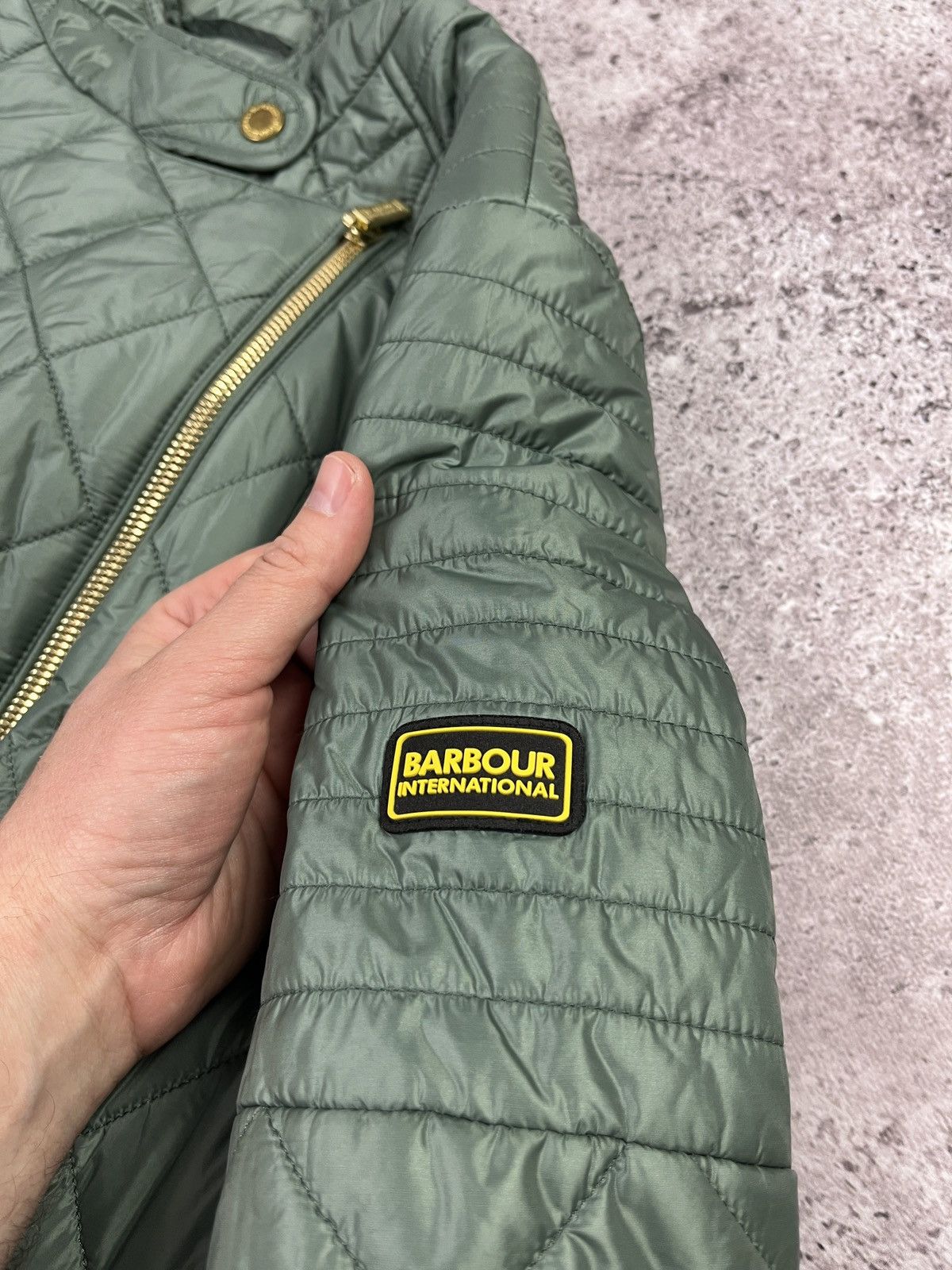 Barbour Barbour International Quilted Jacket Green Biker Style UK16 Size XL / US 12-14 / IT 48-50 - 5 Thumbnail