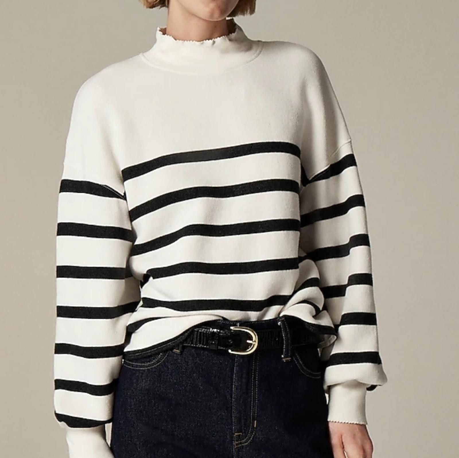 J.Crew J Crew Heritage terry mockneck sweatshirt in stripe Size XXS / US 00 / IT 34 - 1 Thumbnail