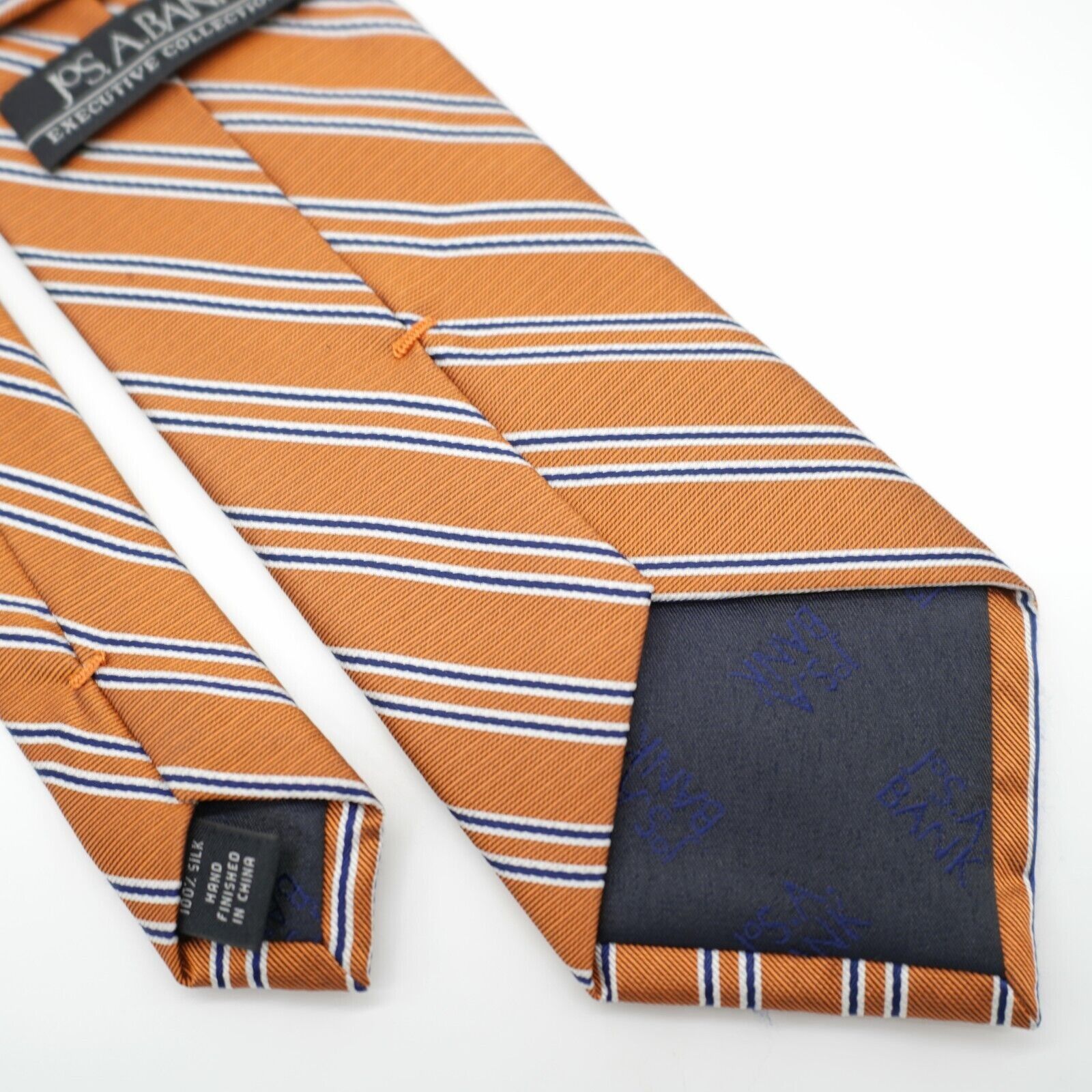 Jos. A. Bank Jos A Bank Executive Orange Blue Striped Woven Silk Tie Size ONE SIZE - 5 Thumbnail