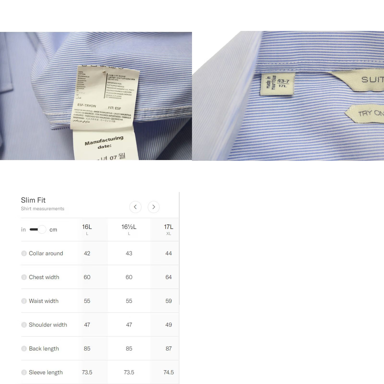 Suitsupply SUITSUPPLY Shirt Men's 43-7 / 17L Extra Slim Fit Cutaway Pinstripe Formal Try On Size 46R - 8 Thumbnail