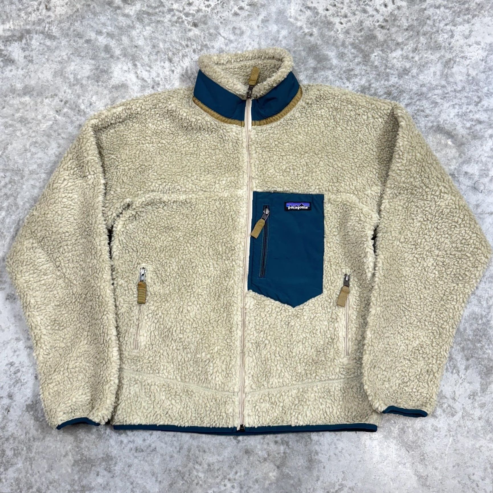 Patagonia Patagonia Jacket Mens Small Beige Blue Retro X Sherpa deep pile fleece zip Size US S / EU 44-46 / 1 - 2 Thumbnail