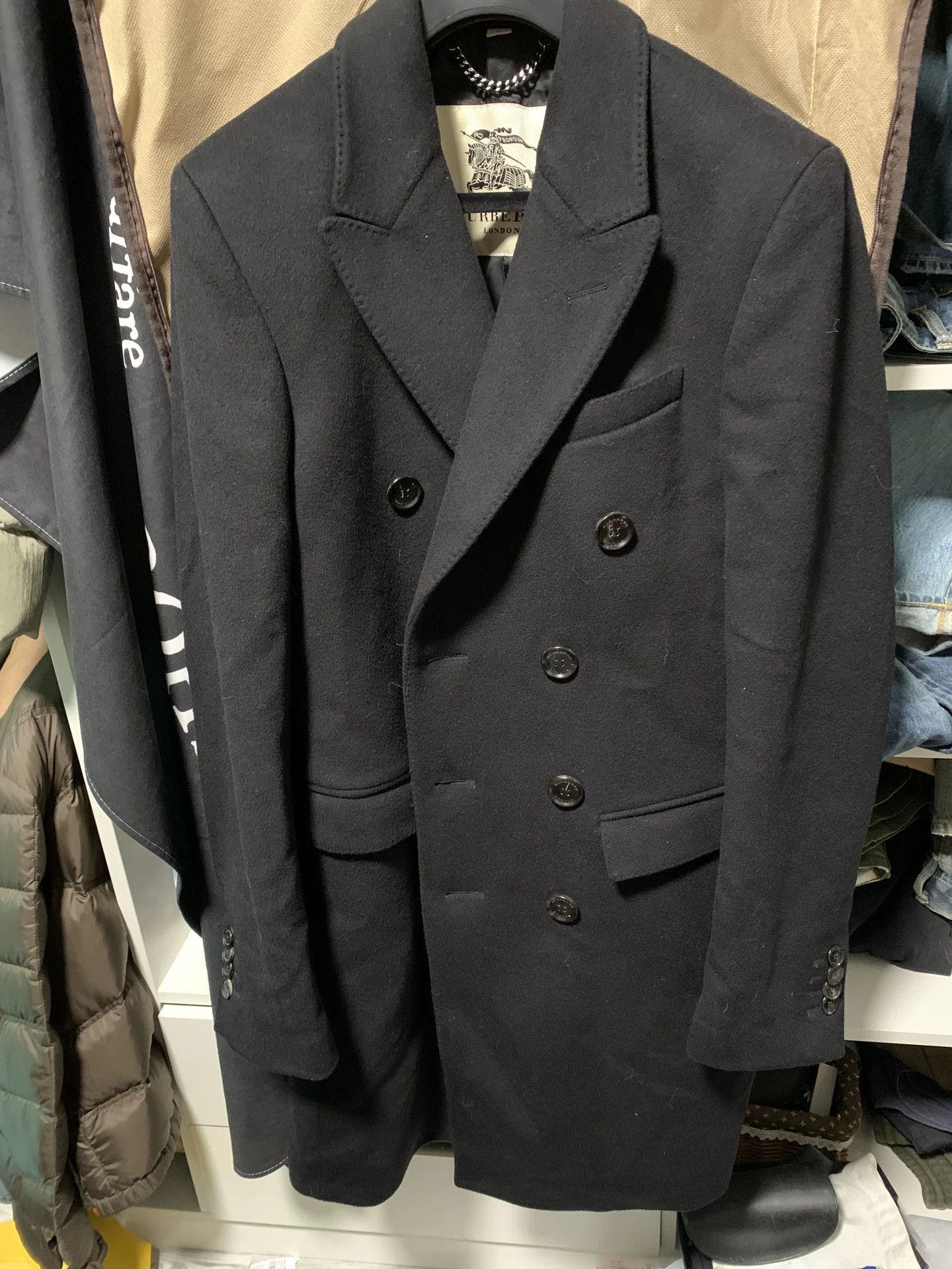 Burberry Black Double-Breasted Long Coat Size US M / EU 48-50 / 2 - 1 Thumbnail