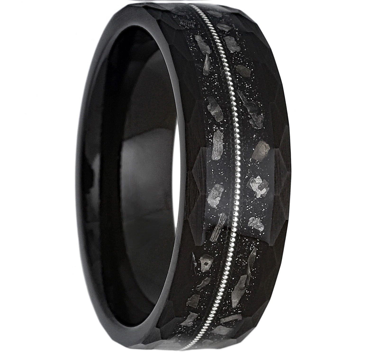 Other Black Tungsten Faux Meteorite Guitar String Band Ring Size ONE SIZE - 2 Thumbnail