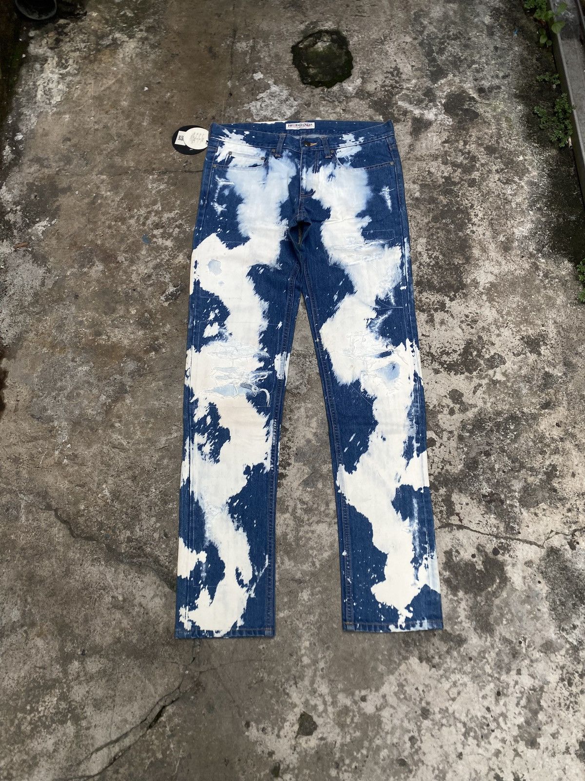 Japanese Brand PROPA9ANDA Josh Rox Tie Dye Ripped Japanese Denim Size US 33 - 1 Thumbnail