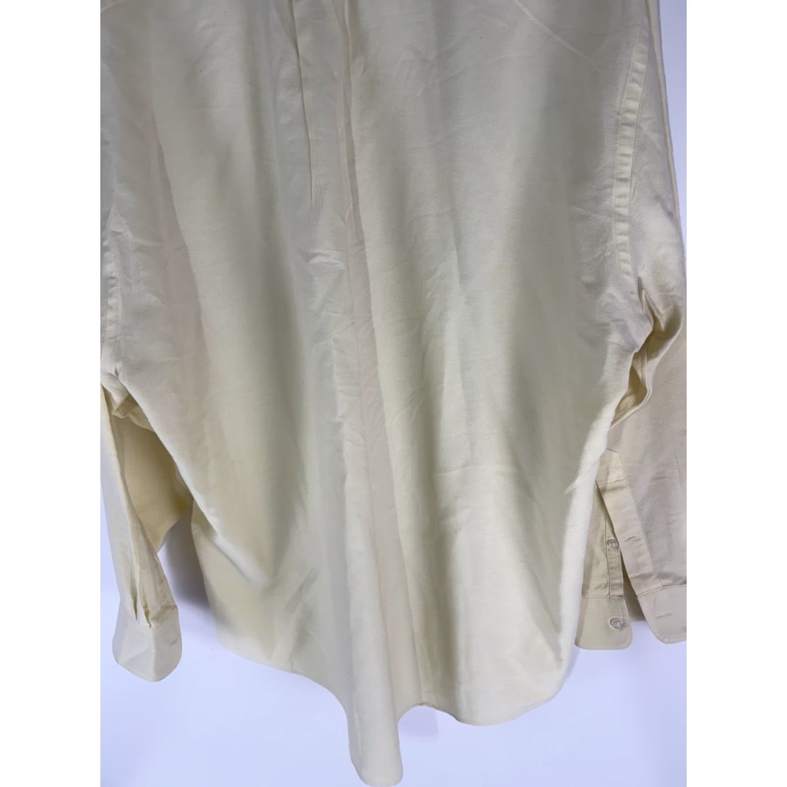 Lands' End Lands' End Dress Shirt Men 17X33 Yellow Button-Down Collar Long Sleeve Pockets Cotton Polyester Regular Size 46R - 6 Thumbnail
