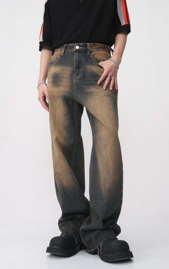 Japanese Brand × Jean Straight-leg distressed rust-colored jeans Size US 32 / EU 48 - 1 Thumbnail