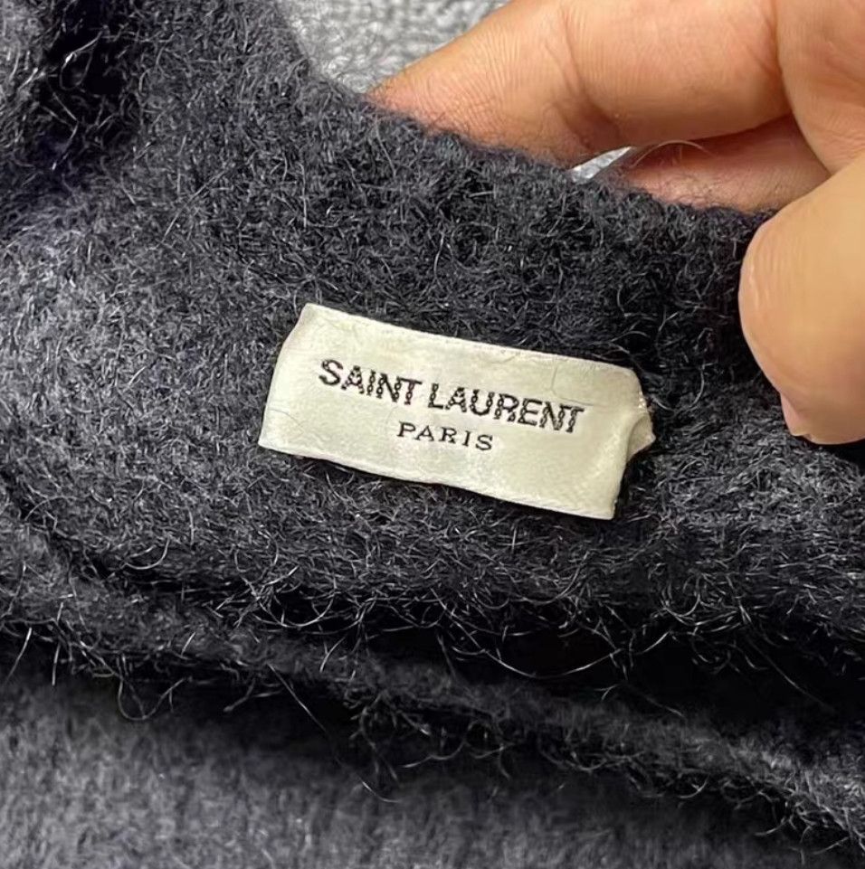 Saint Laurent Paris Saint Laurent Paris Black Logo Embroidered Mohair Wool Cre Size US XL / EU 56 / 4 - 3 Thumbnail