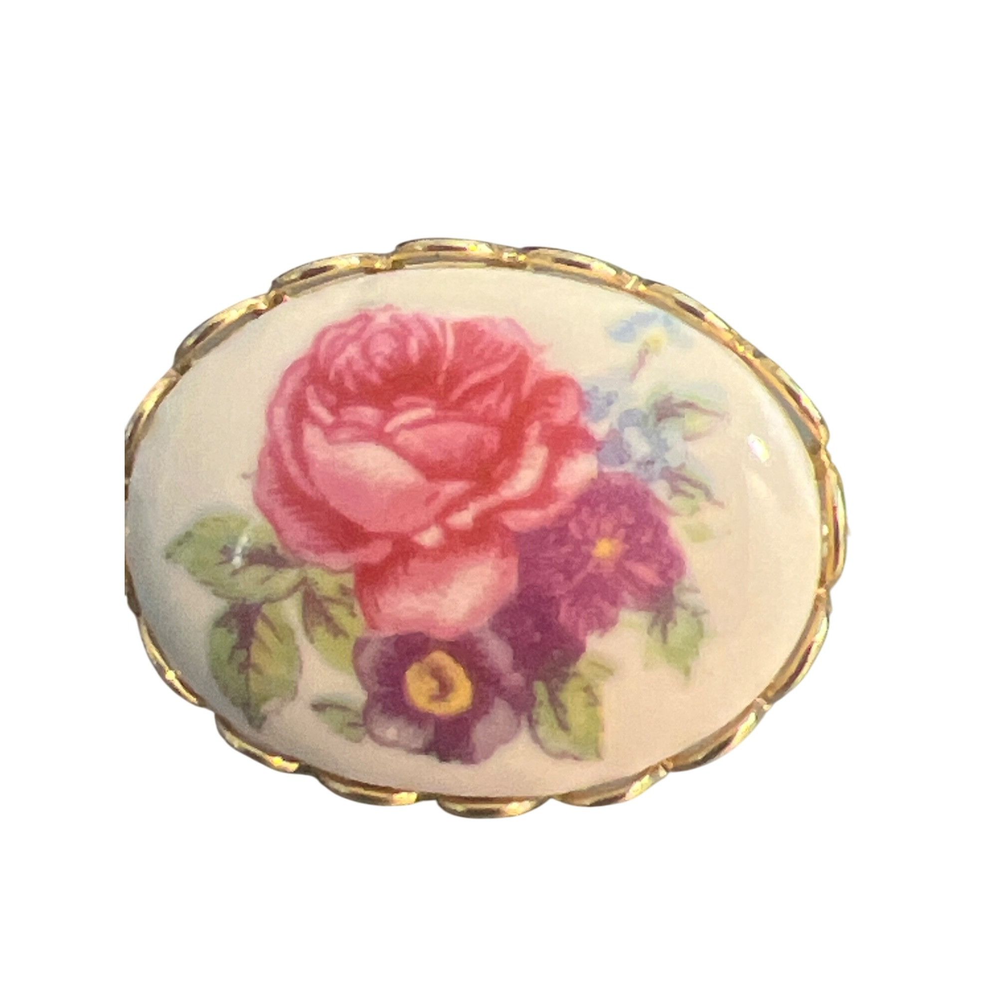 Other Vintage Ceramic Porcelain Clip on Earrings Transferware Gold Size ONE SIZE - 2 Thumbnail