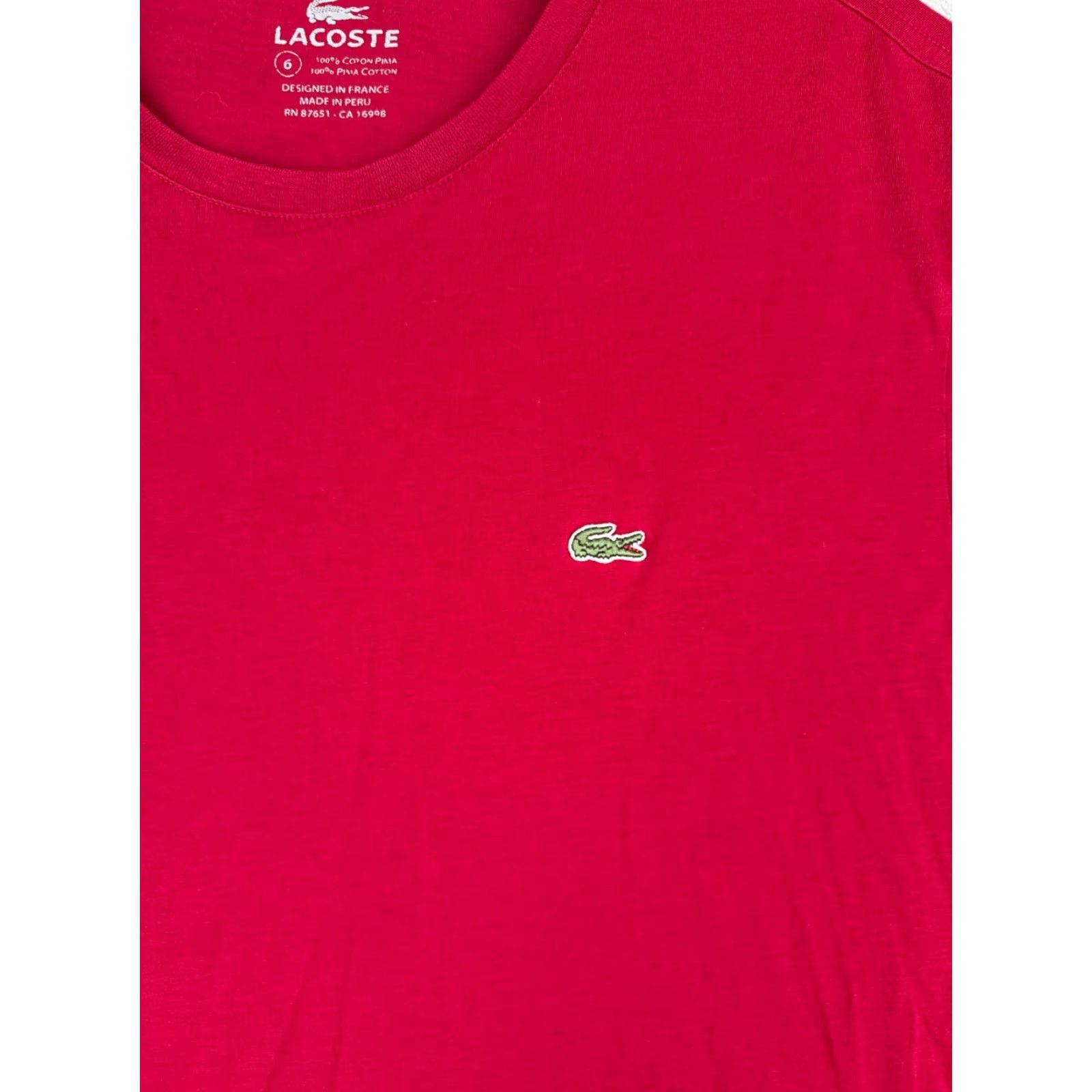Lacoste Lacoste Shirt Women 6 Red Crew Neck Short Sleeve 100% Pima Cotton READ Size M / US 6-8 / IT 42-44 - 6 Thumbnail
