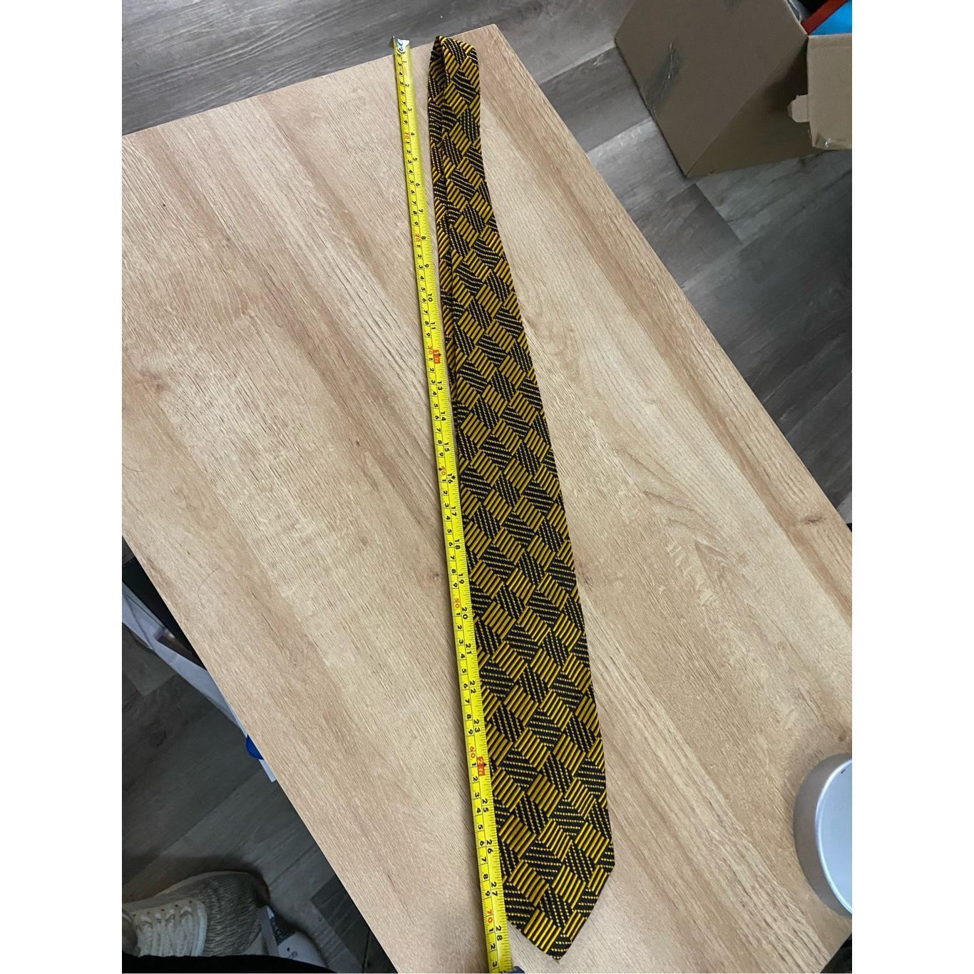 Valextra Renato Balestra Italian Gold and Black Geometric Neck Tie Size ONE SIZE - 8 Thumbnail