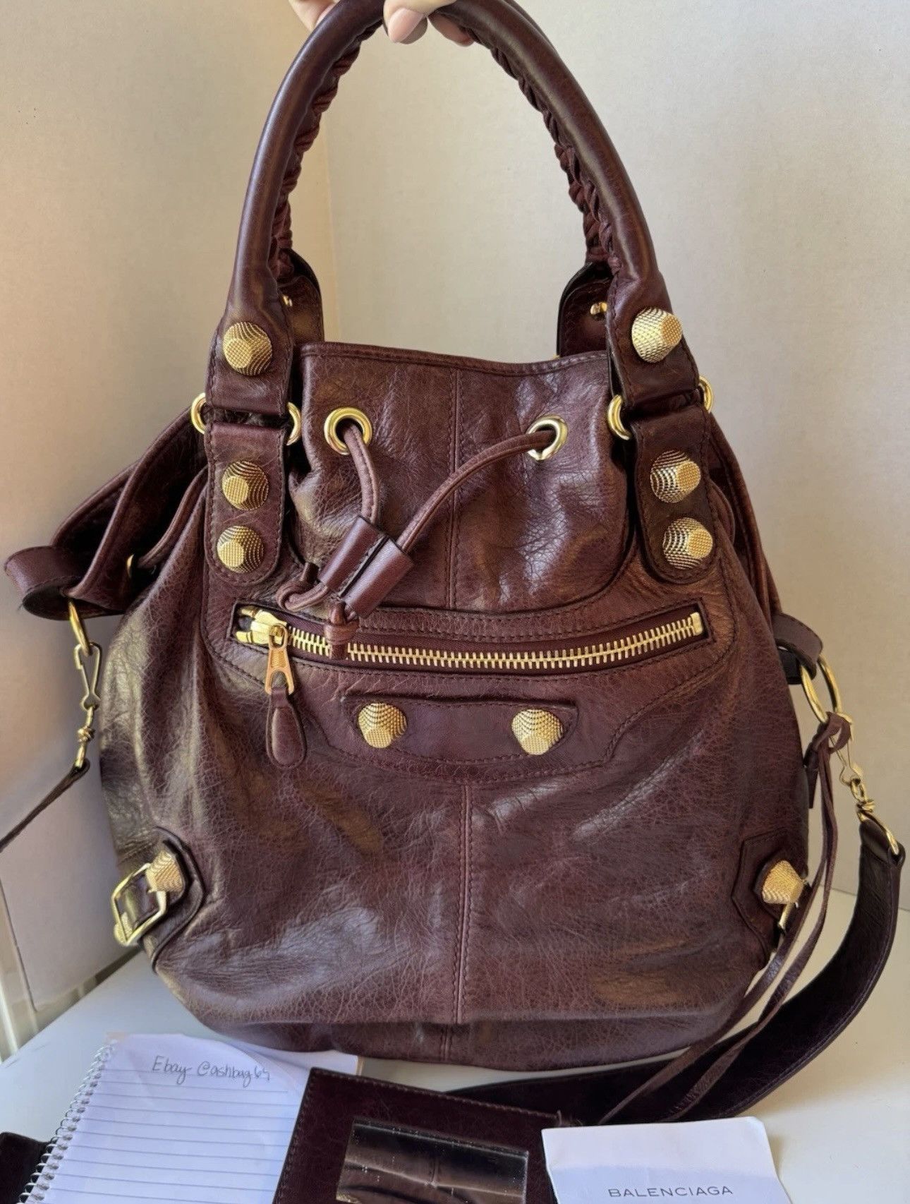 Balenciaga Balenciaga Giant Pompon Rouge Grenat Burgundy Gold Hardware Size ONE SIZE - 1 Thumbnail
