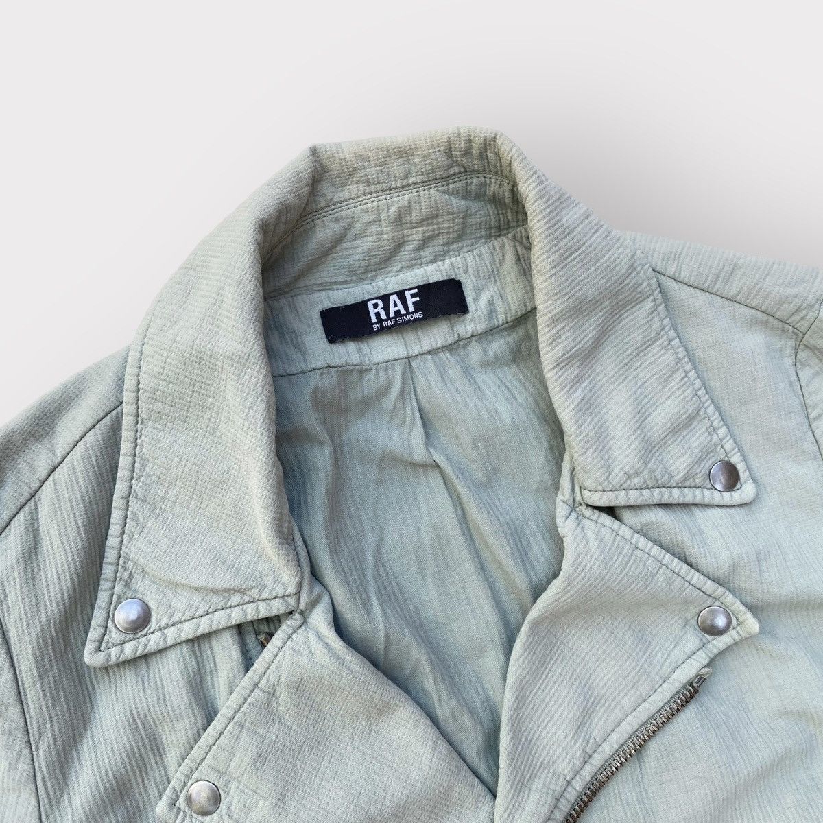 Raf Simons × Raf by Raf Simons SS06 Seersucker Cotton Biker Jacket Size US S / EU 44-46 / 1 - 4 Thumbnail