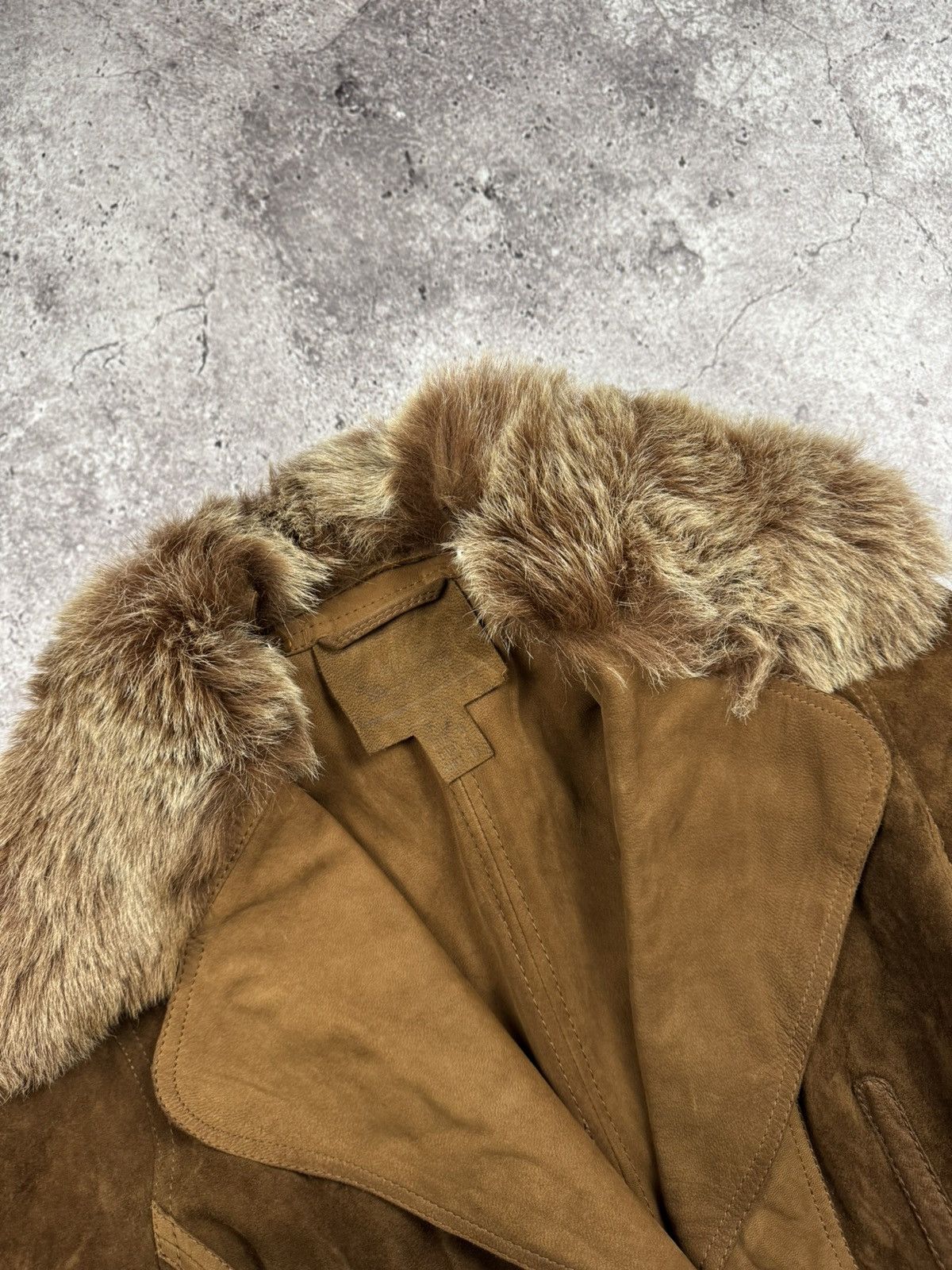 Japanese Brand VINTAGE SUEDE LEATHER FUR COAT JAPAN GLAMOUR RARE Y2K 90s Size S / US 4 / IT 40 - 4 Thumbnail