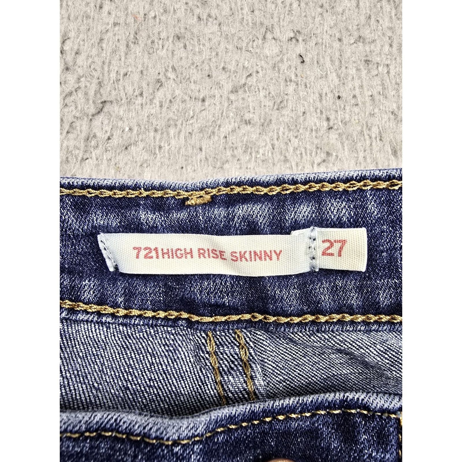 Levi's Levi's 721 High Rise Skinny Jeans Womens 27 Blue Medium Wash Stretch Denim Jeans Size 27 W27 L30 Size 27" / US 4 / IT 40 - 3 Thumbnail