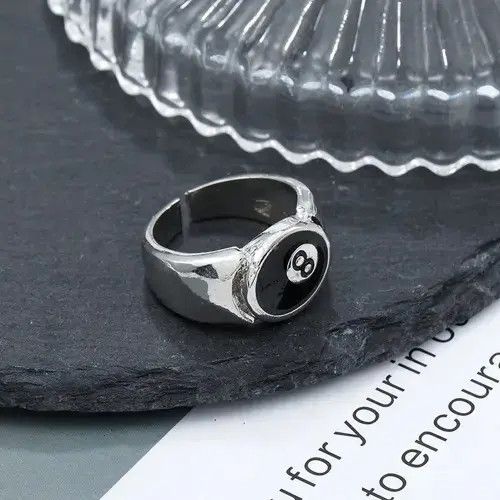 Ring Of Fire Number 8 Black Billiard Adjustable Ring Size ONE SIZE - 4 Thumbnail