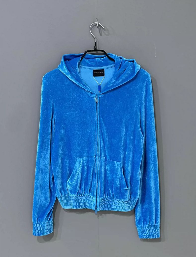 Balenciaga Balenciaga size 36 Rhinestone velvet zip-up sweatshirt Size S / US 4 / IT 40 - 1 Thumbnail