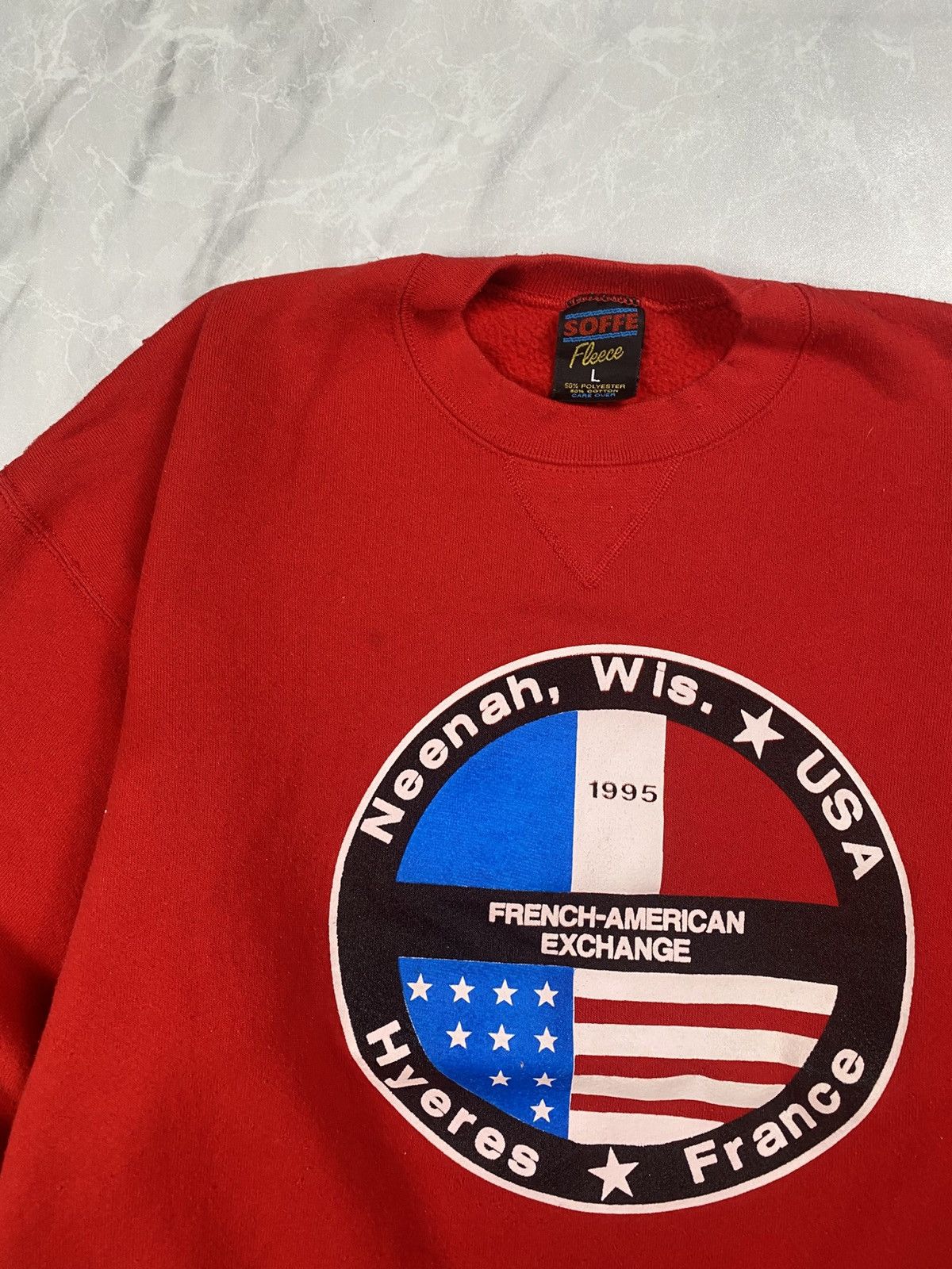 Soffe Vintage 1995 French American Exchange Crewneck Size US L / EU 52-54 / 3 - 2 Thumbnail