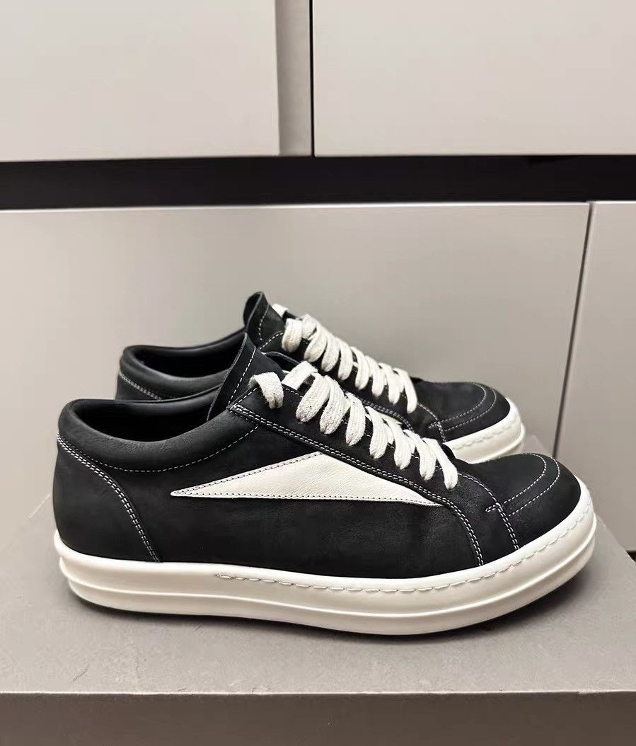 Rick Owens Rick Owens mainline black & white low-top, pebbled leather Size US 7 / EU 40 - 4 Thumbnail