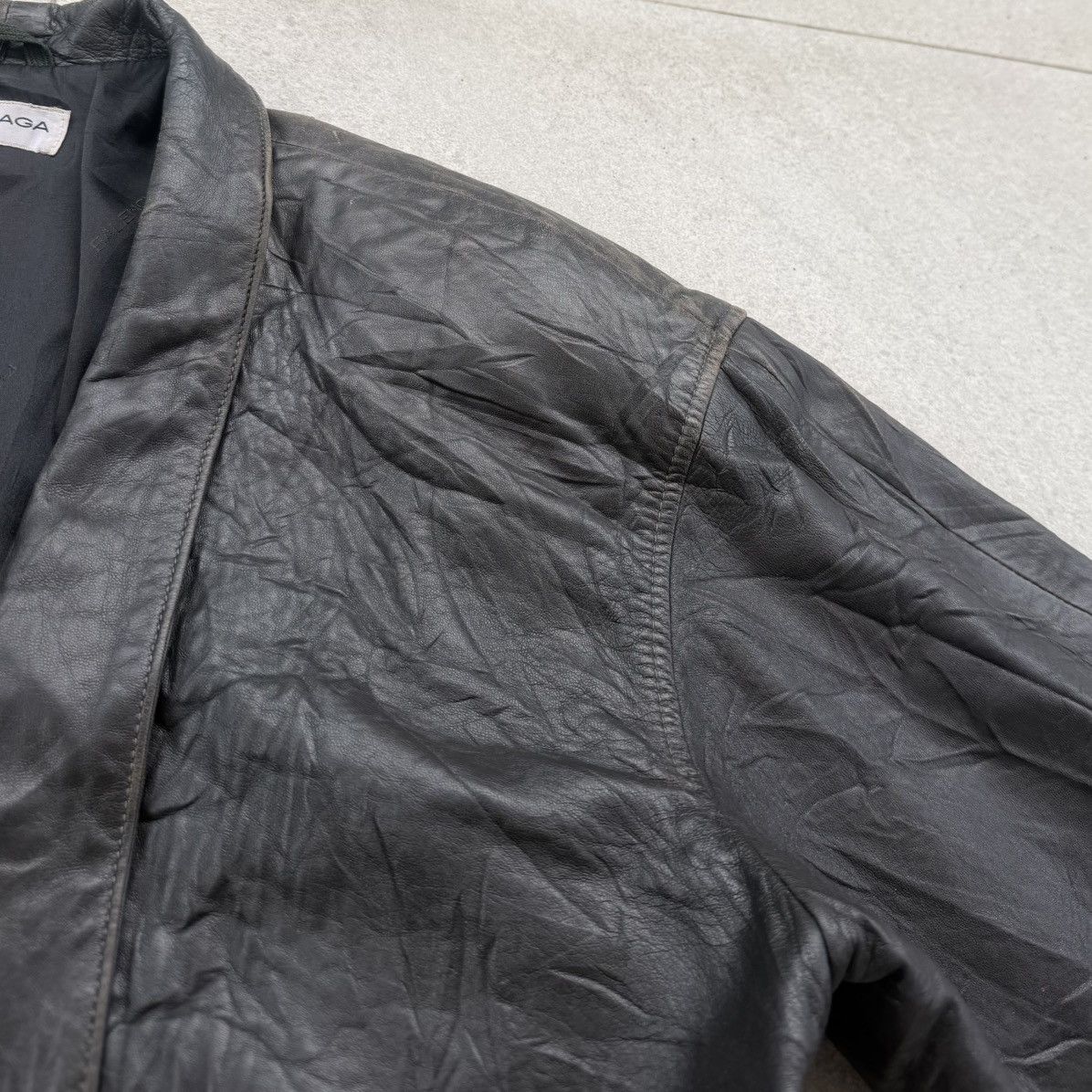 Balenciaga Balenciaga Leather Distressed Coat Black Oversized Jacket Size US L / EU 52-54 / 3 - 5 Thumbnail