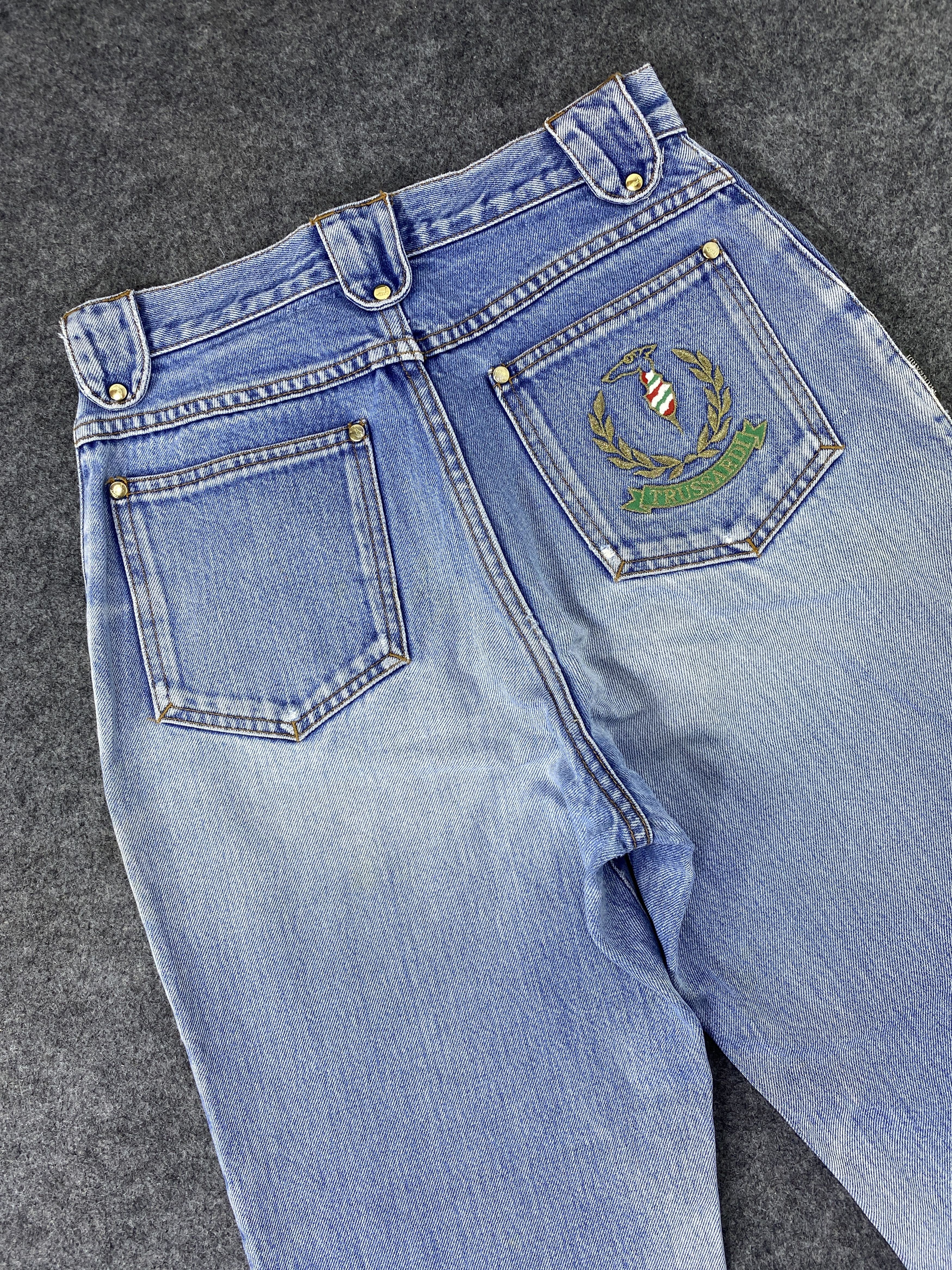 Trussardi Vintage Baggy Trussardi Distressed Blue Wash Jeans - J1124 Size 26" / US 2 / IT 38 - 6 Thumbnail