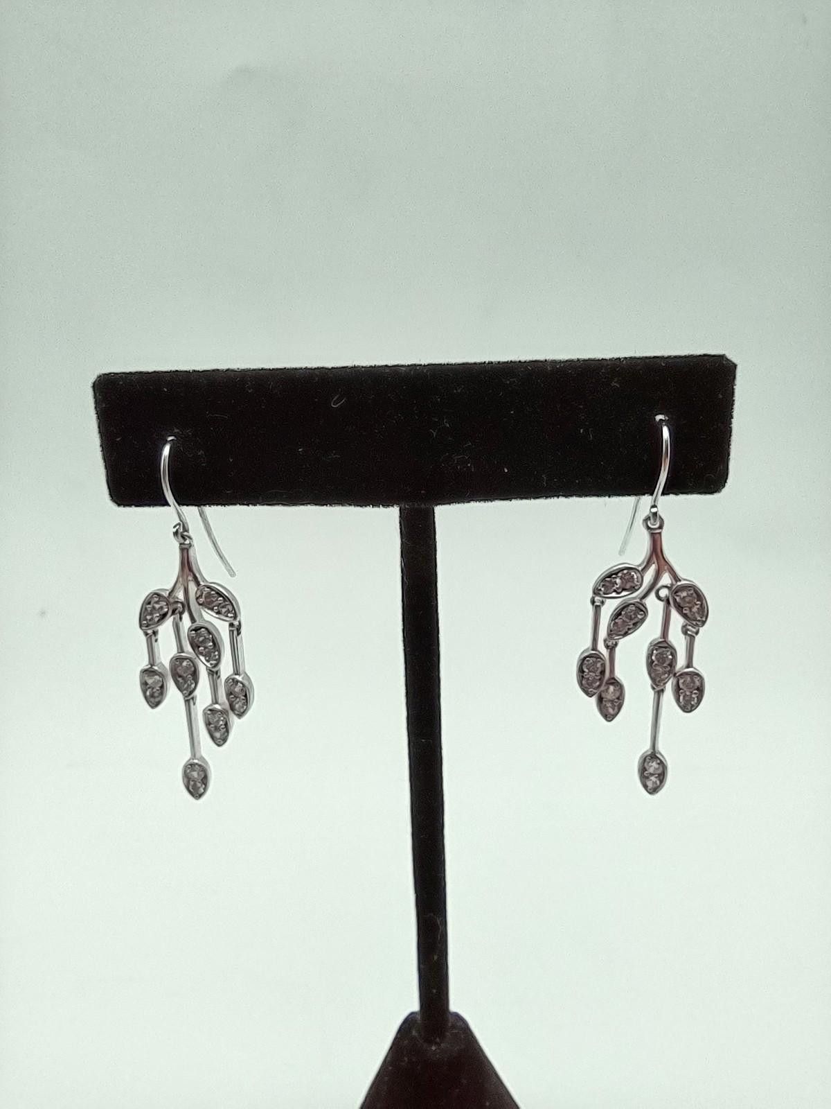 The Unbranded Brand 925 Sterling Silver CZ Vine Dangle Earrings Size ONE SIZE - 1 Thumbnail