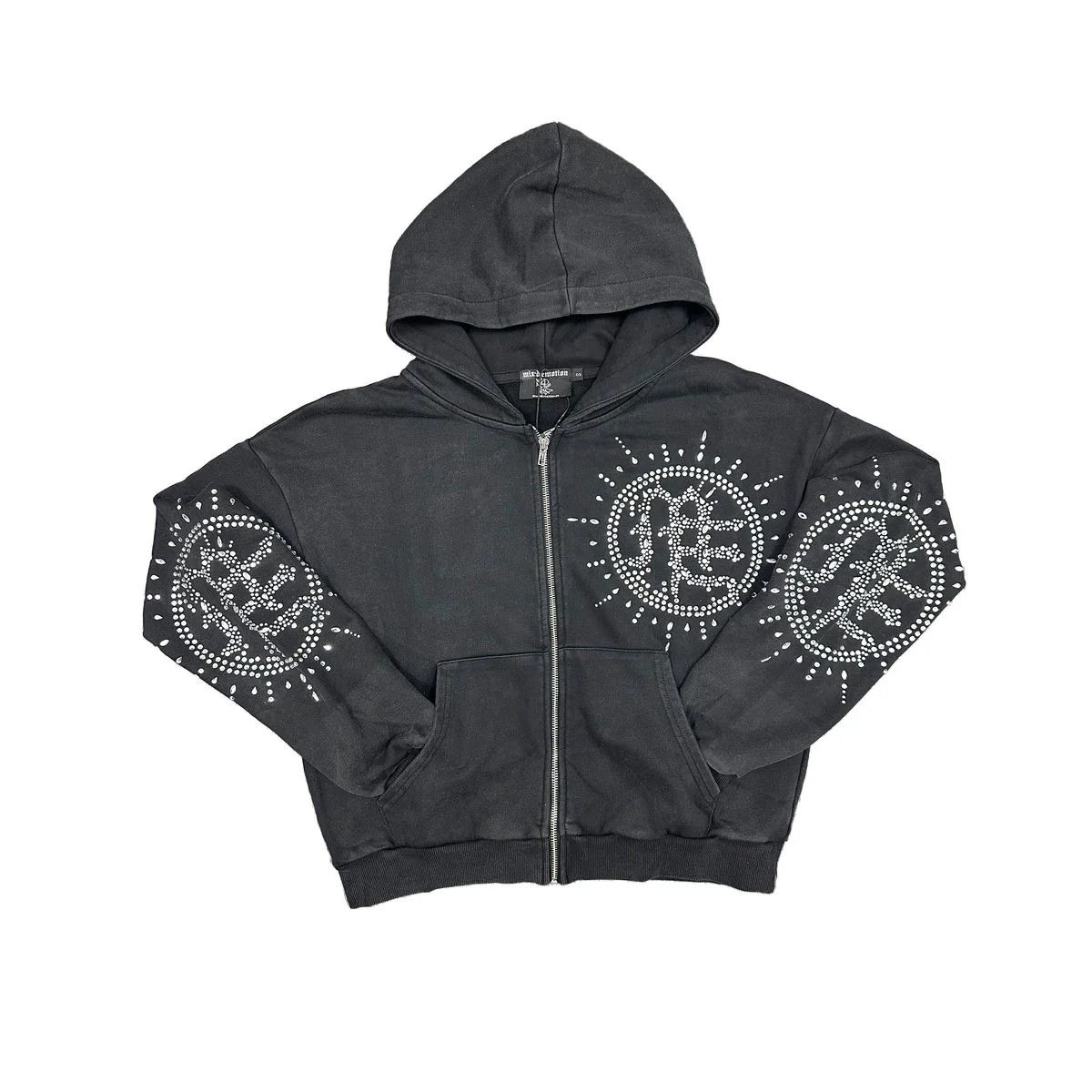 Other Mixed Emotions 'Eclipse' Grey Acid Wash Rhinestone Hoodie Size US S / EU 44-46 / 1 - 1 Preview