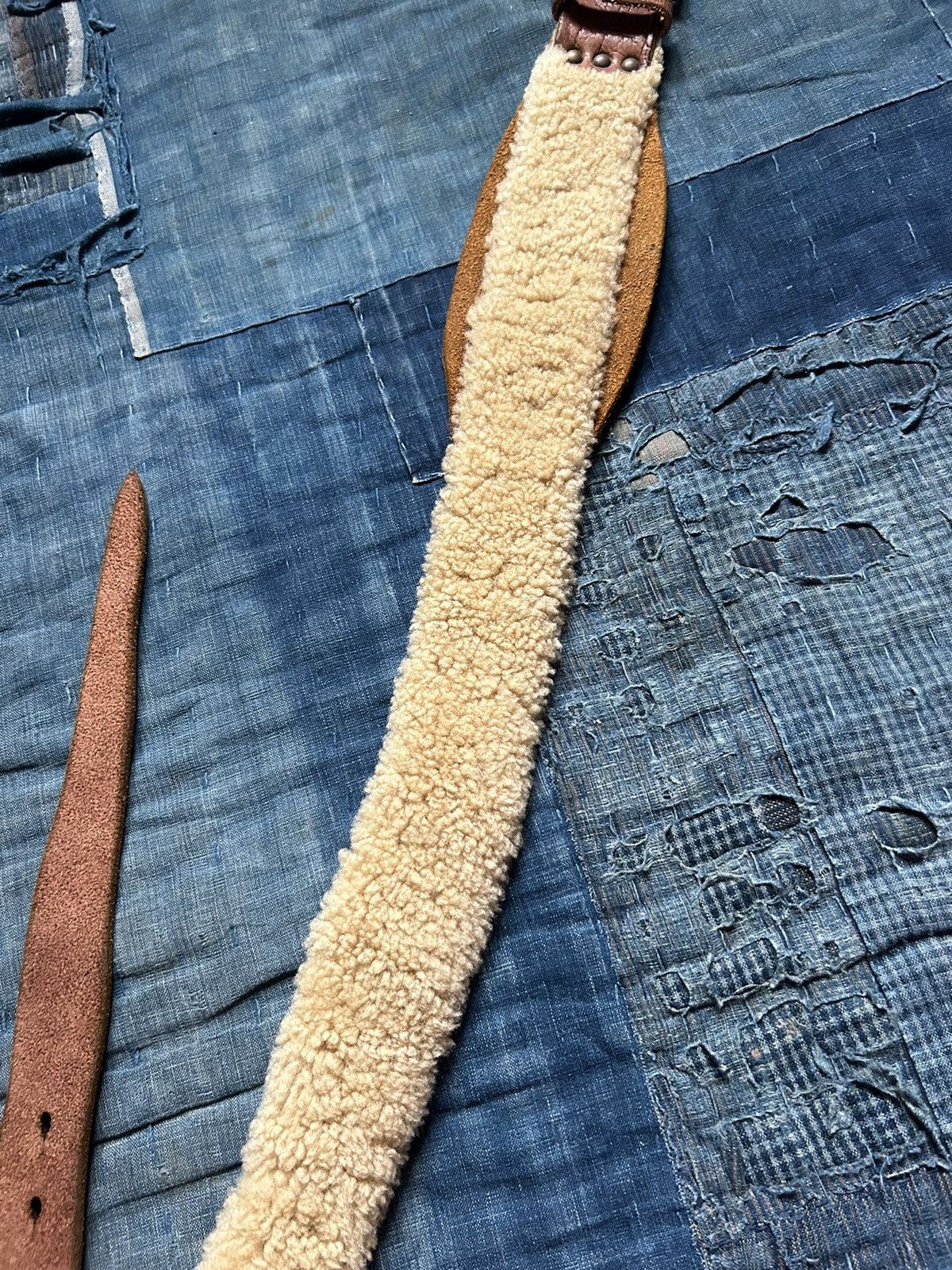 Kapital × Kapital Kountry kapital Boa fleece Belt - Beige Size ONE SIZE - 4 Thumbnail