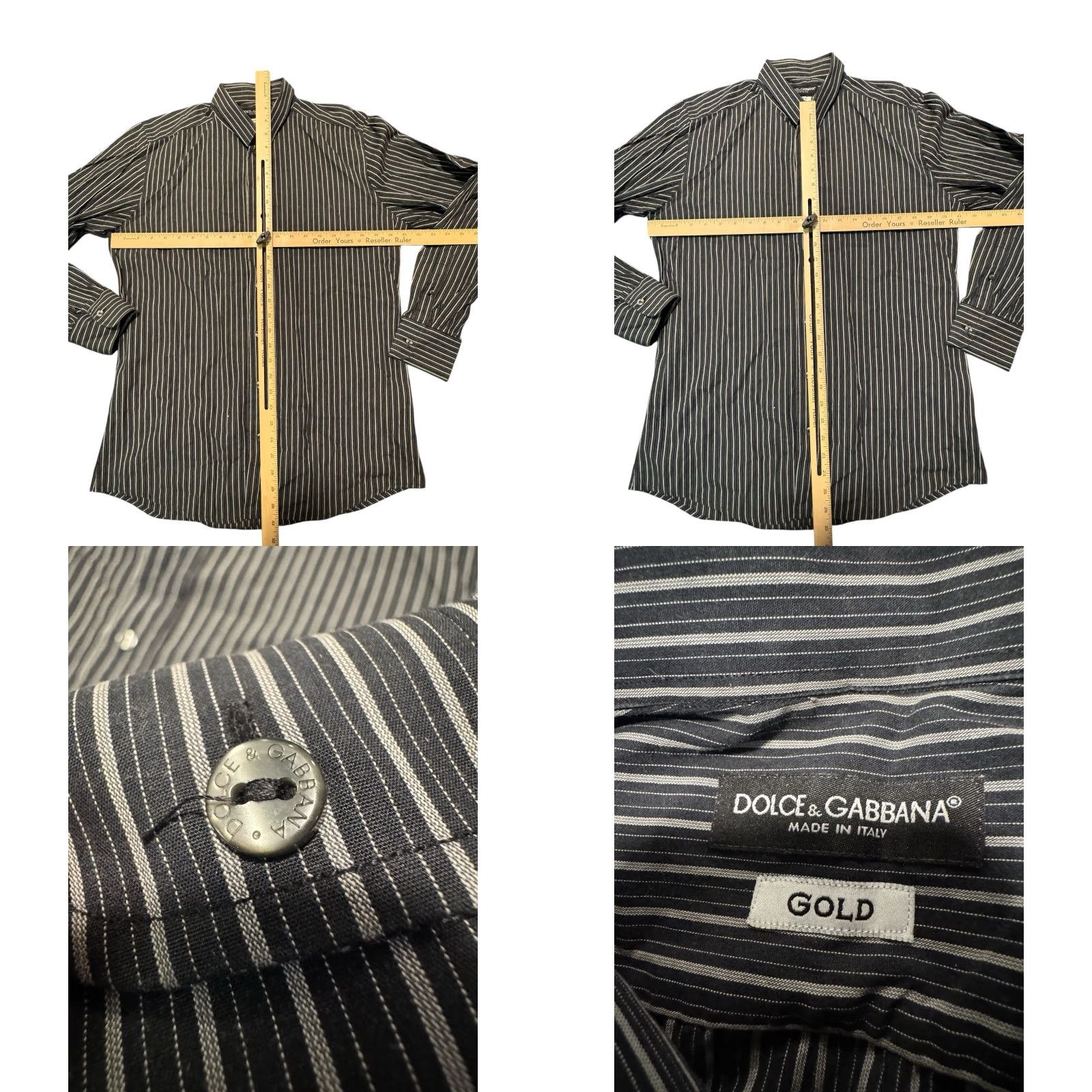 Dolce & Gabbana Dolce&Gabbana Dress Shirt Slim Fit 16.5 42 Black Pinstripe Men’s Italy Button-Down Size 46R - 9 Thumbnail