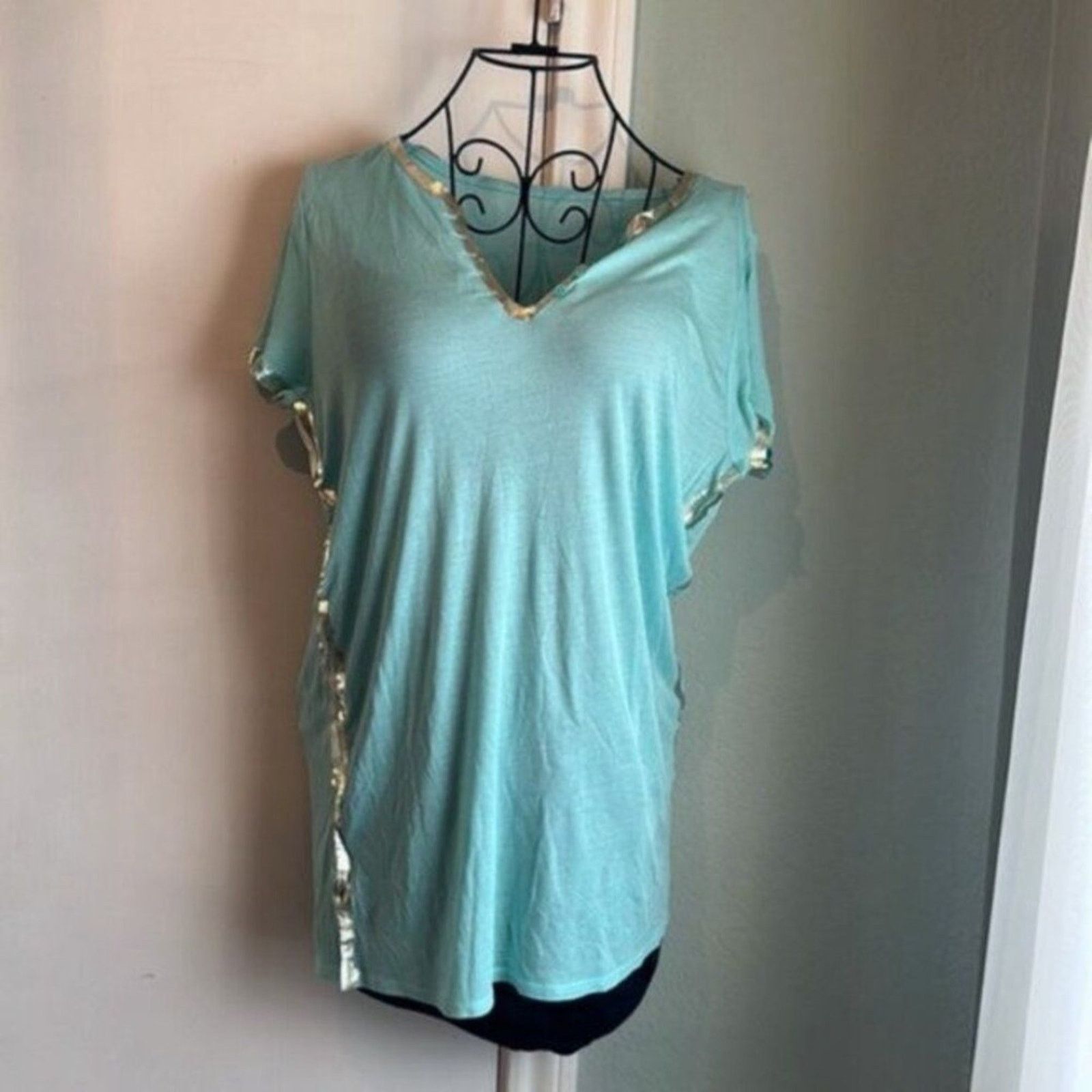 Zadig & Voltaire Zadig & Voltaire Tino Turquoise and Silver Foil Tee M Size M / US 6-8 / IT 42-44 - 6 Thumbnail