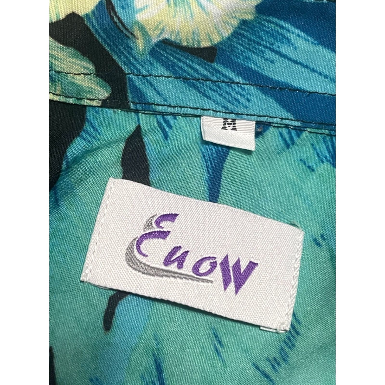 Vintage Enow Shirt, Men's Medium, Button-Up, Hawaiian, Short Sleeve, Casual, Blue, Green, Black, Regular Fit, Fall Spring Summer, Mens Size US M / EU 48-50 / 2 - 5 Thumbnail