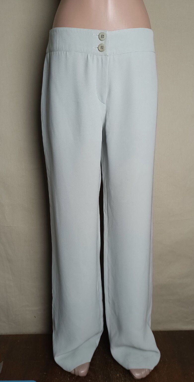 Armani Collezioni × Giorgio Armani Armani Collezioni Silk Wide Womens Pants Light Grey EU 42 Size 28" / US 6 / IT 42 - 1 Thumbnail