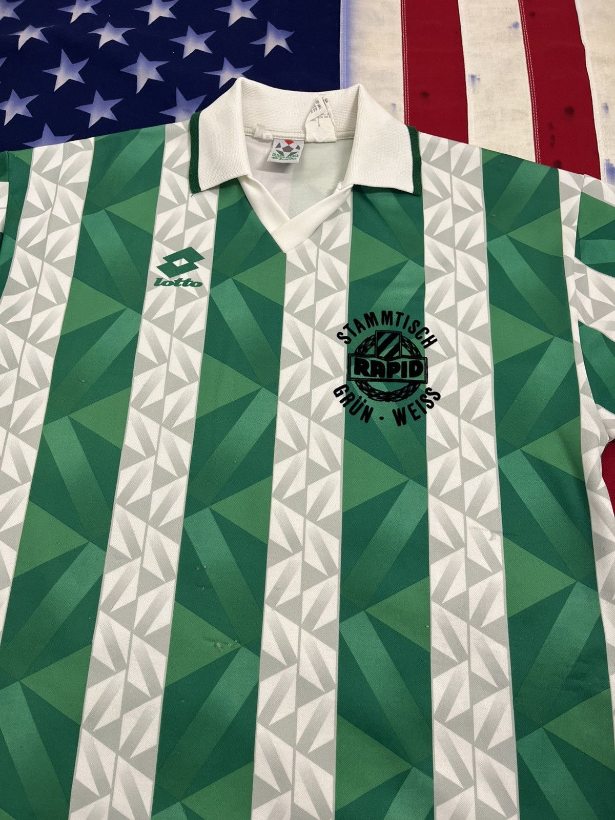 Lotto Sport Vng 90 Lotto Rapid Wien Stammtisch Grün Weiss Soccer Jersey Size US XL / EU 56 / 4 - 3 Thumbnail